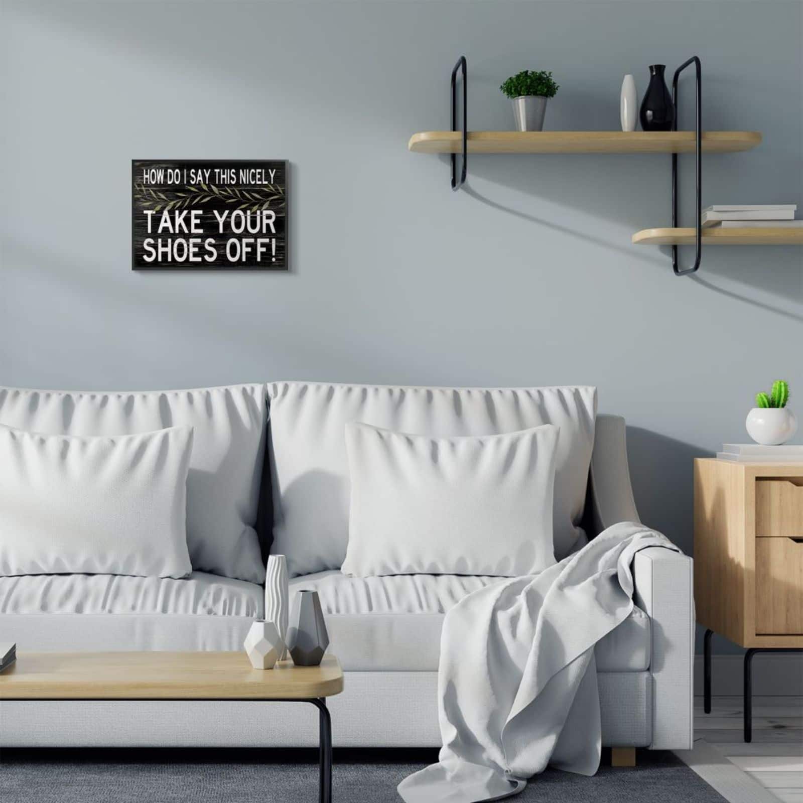 Stupell Industries Take Your Shoes Off Framed Giclee Textured Wall Art