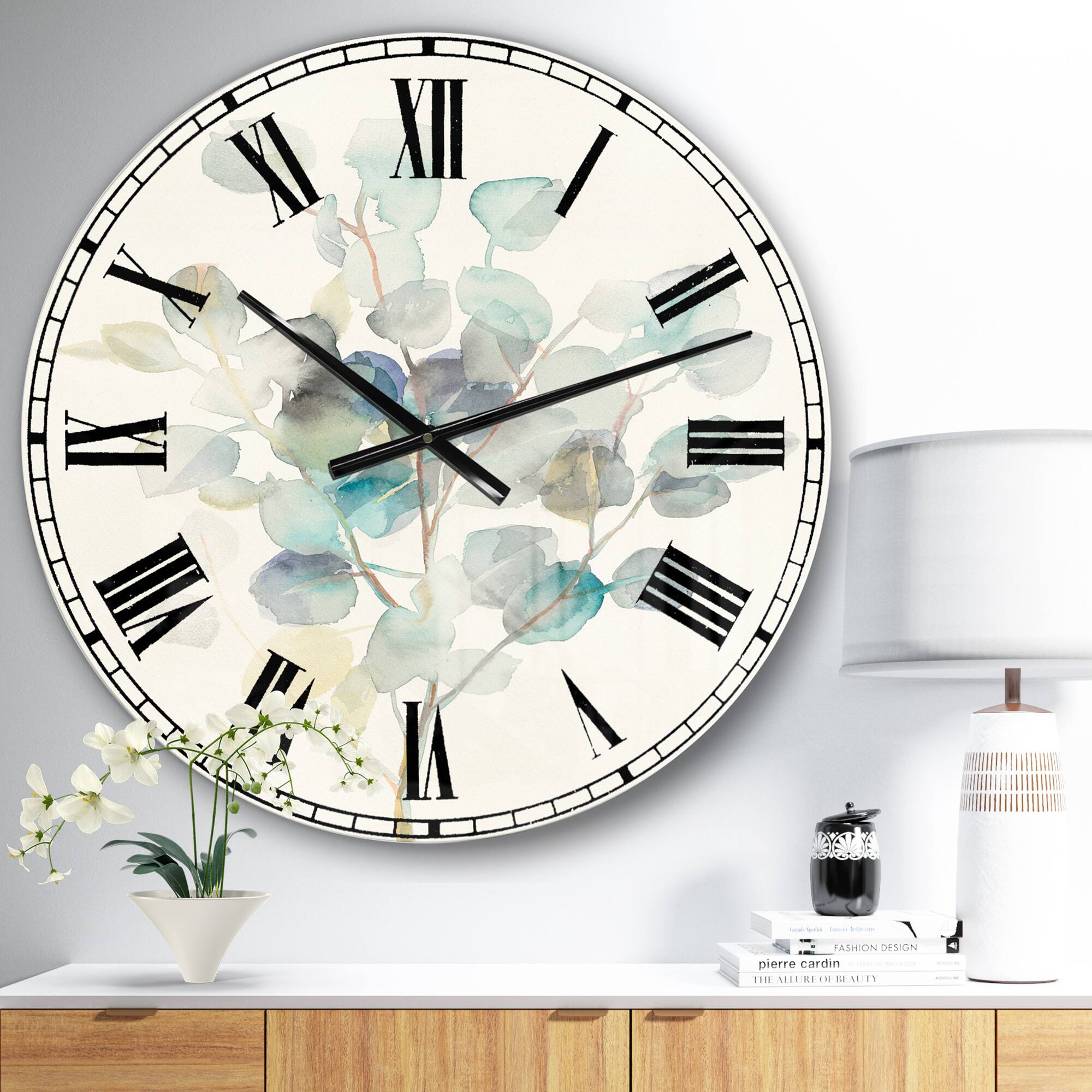 Designart Eucalyptus Leaves I Traditional Wall Clock