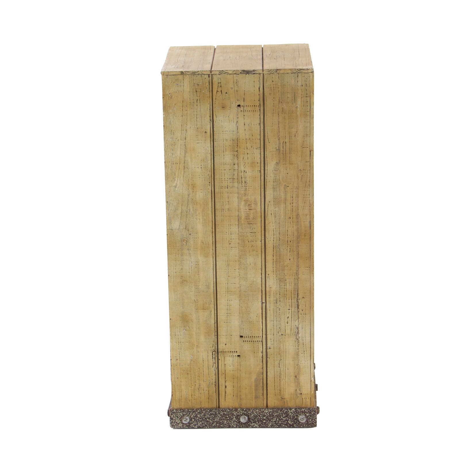Set of 3" Brown Wood Rustic Pedestal Table, 39", 30", 22"