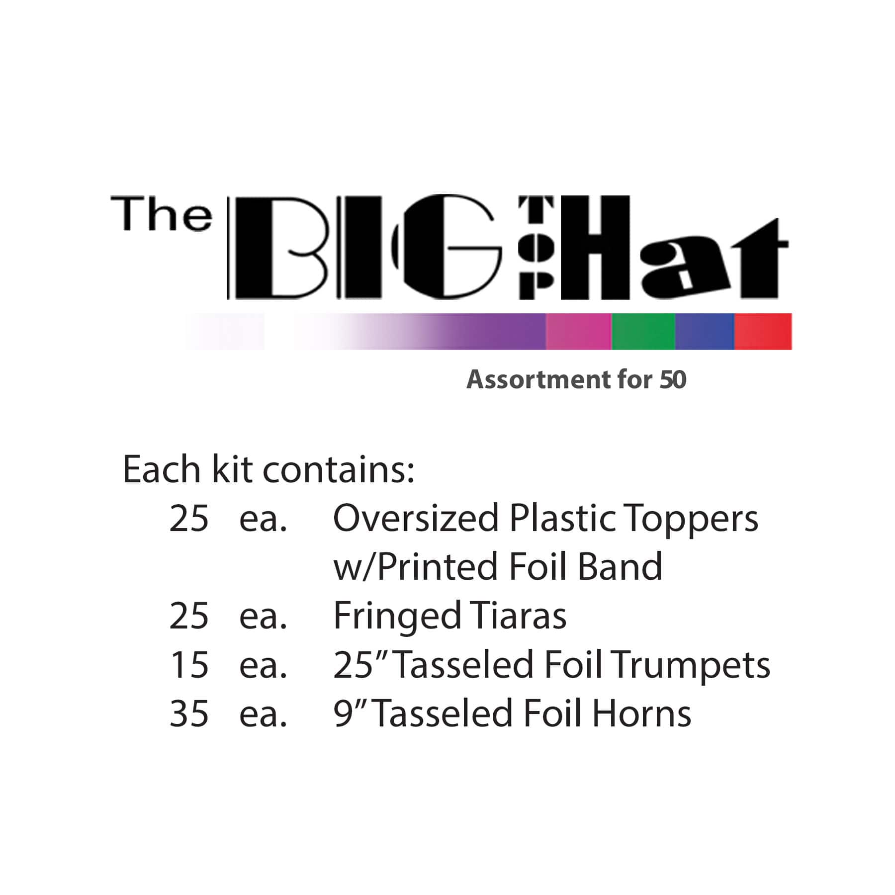 Beistle Black New Year The Big Top Hat Party Favor Kit for 50