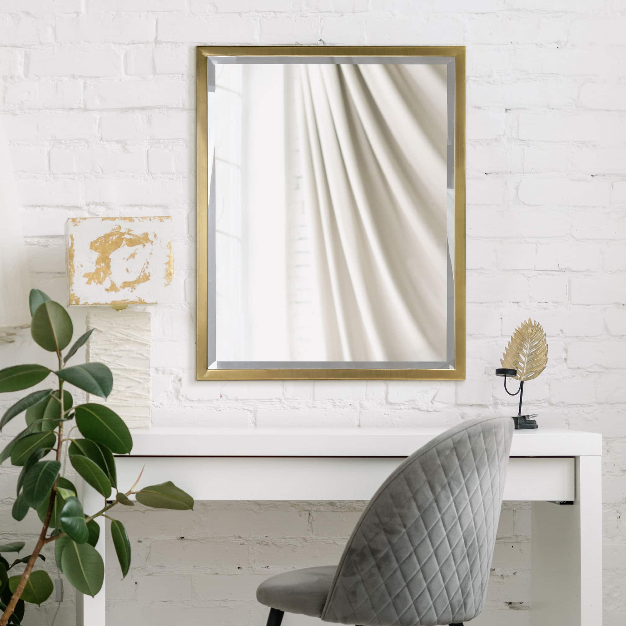 Head West Classic Gold Metal Framed Wall Mirror - 40" x 30"