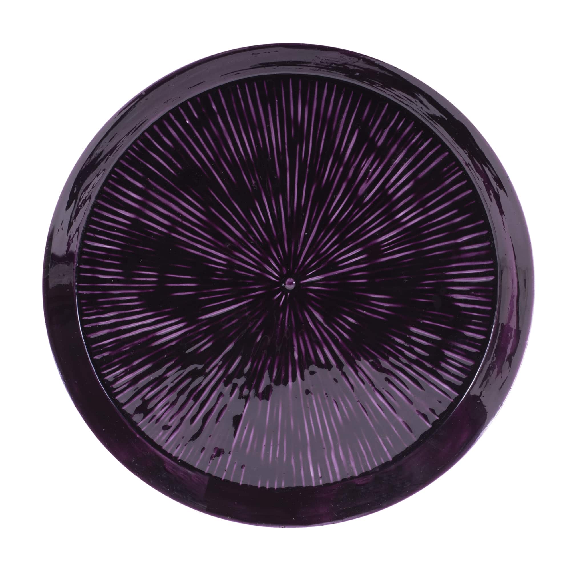 13.75" Round Etched Decorative Metal Tray