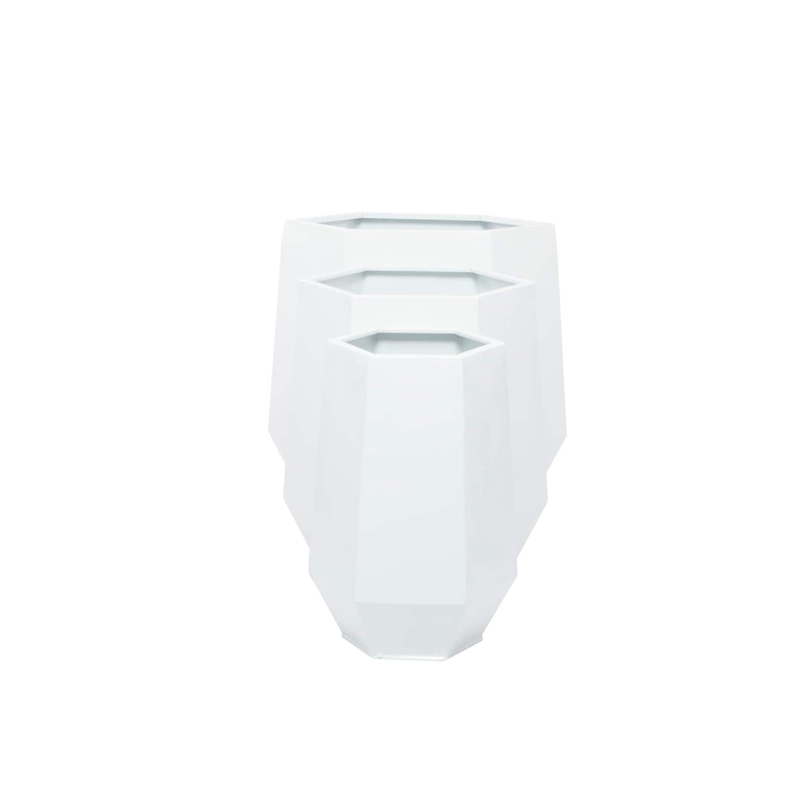 White Modern Planter, Set of 3" 20", 16", 10"