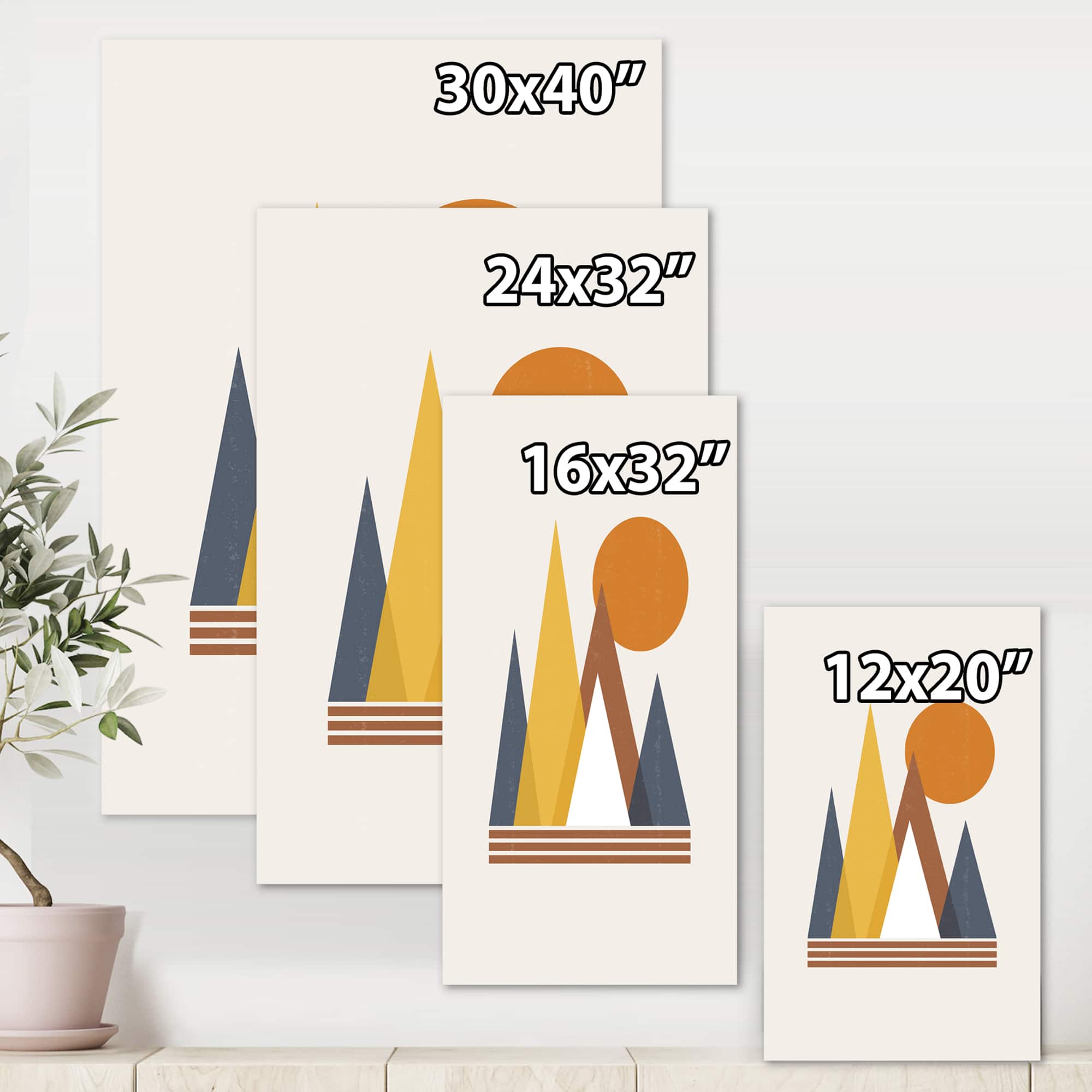 Designart - Mountain Abstract and Sun