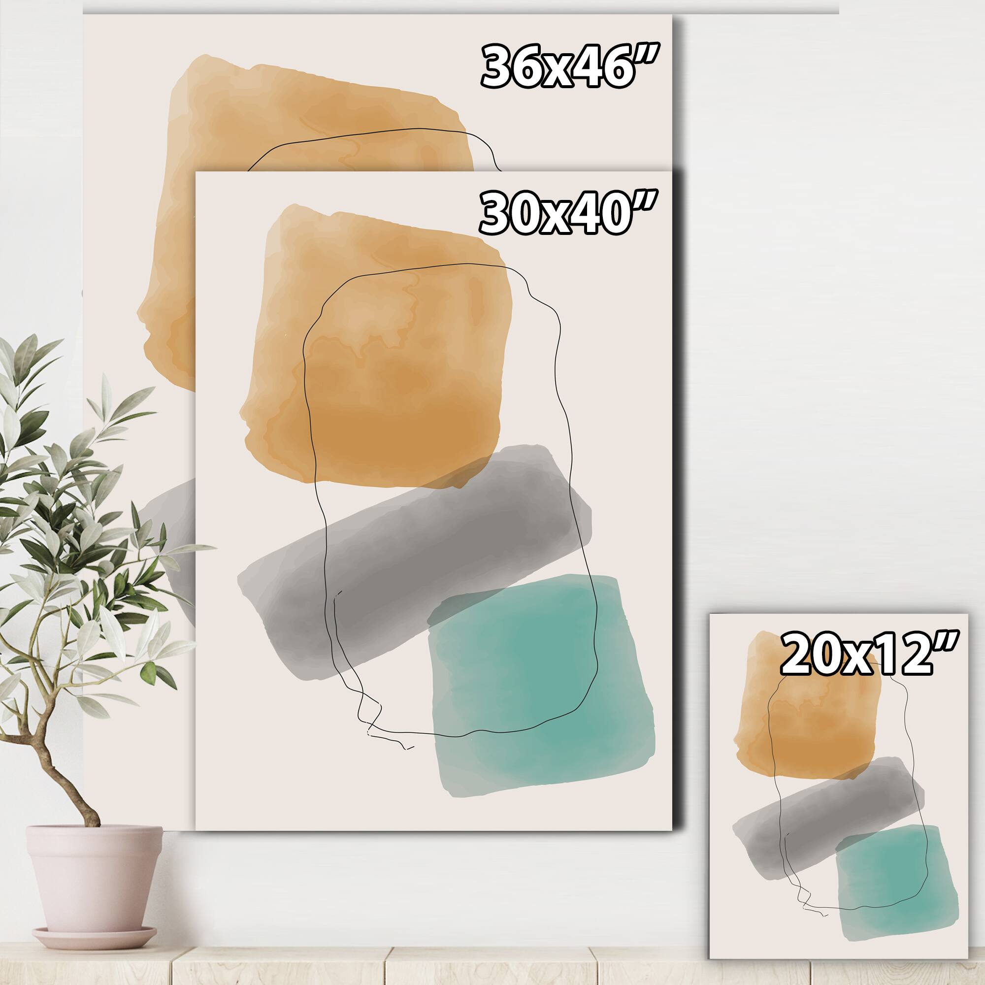 Designart - Minimal Elementary Organic And Geometric Compostions XXXXII - Modern Canvas Wall Art Print