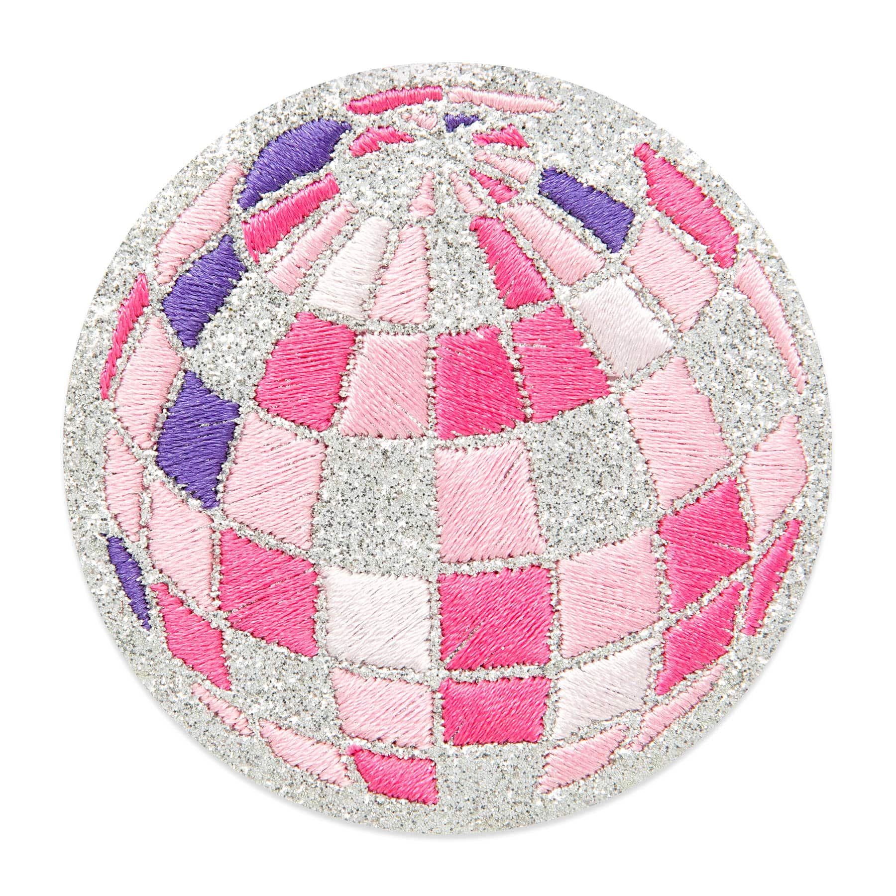 Pink Embroidered Disco Ball Iron-On & Adhesive Patch by Make Market®