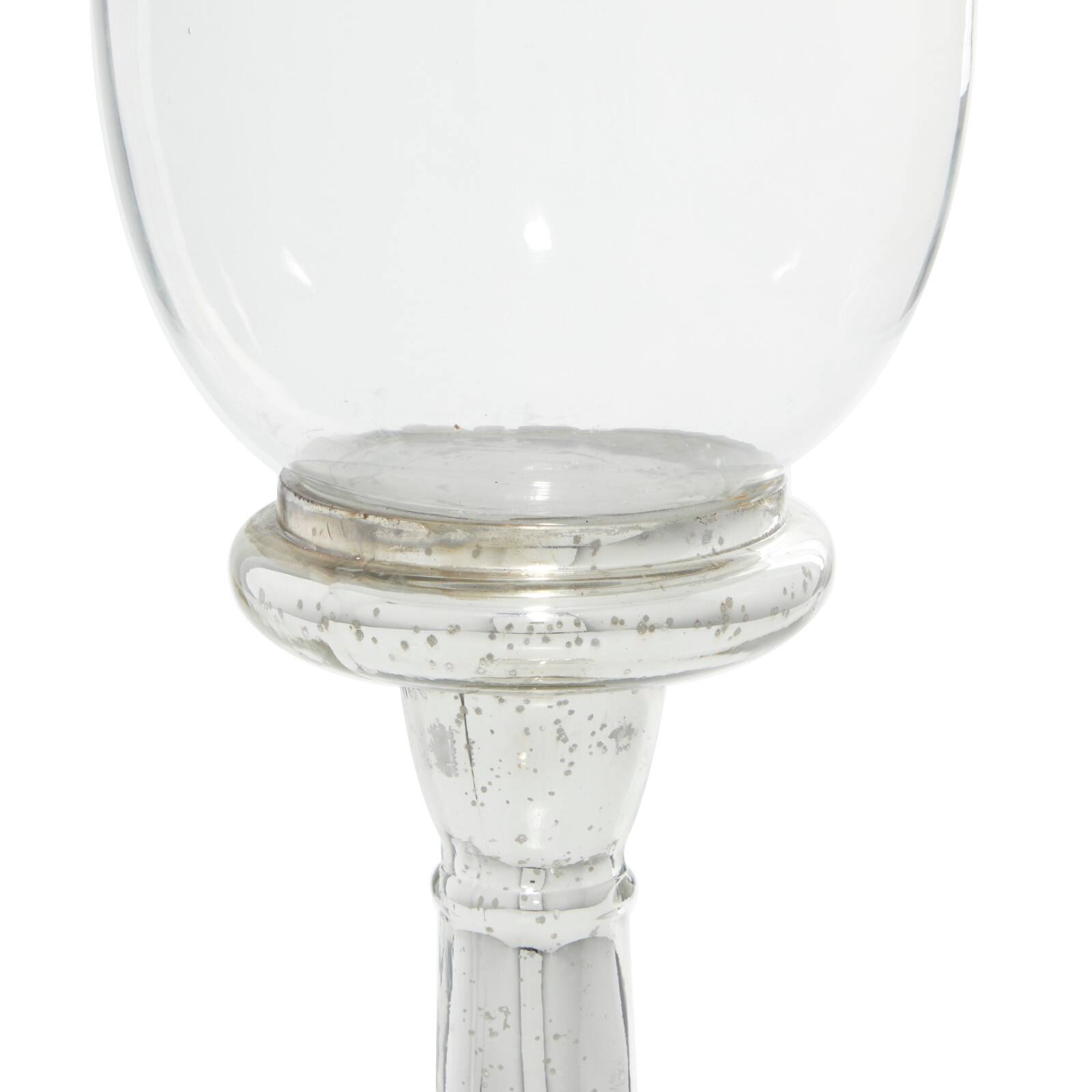 22" Silver Glass Traditional Candle Holder