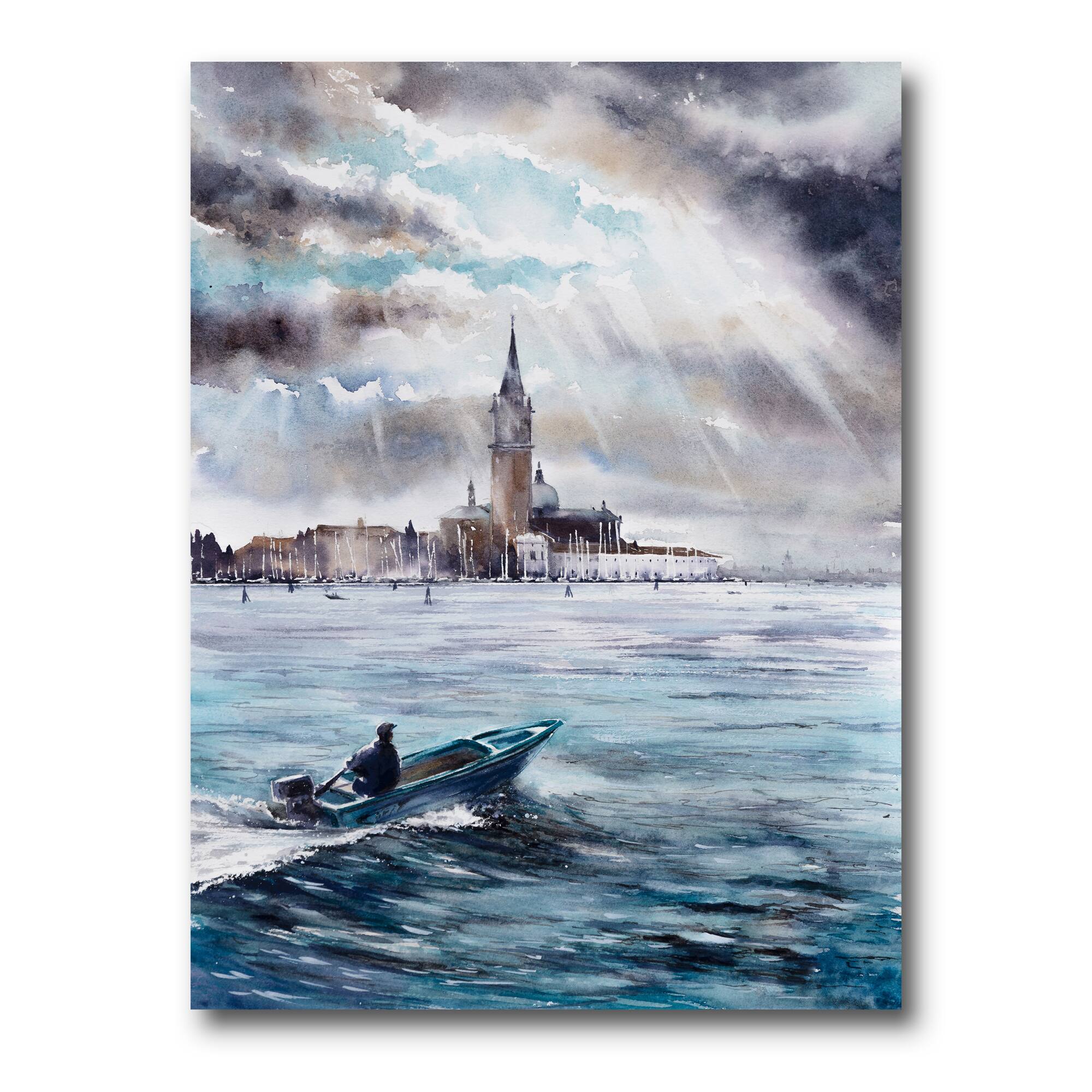Designart - Storm Over Venice In Italy - Nautical & Coastal Canvas Wall Art Print