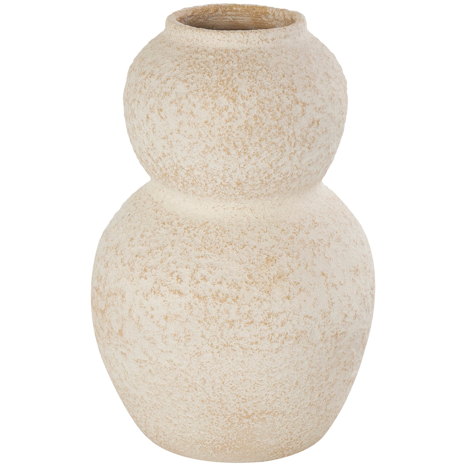 12" Cream Ceramic Hourglass Textured Vase