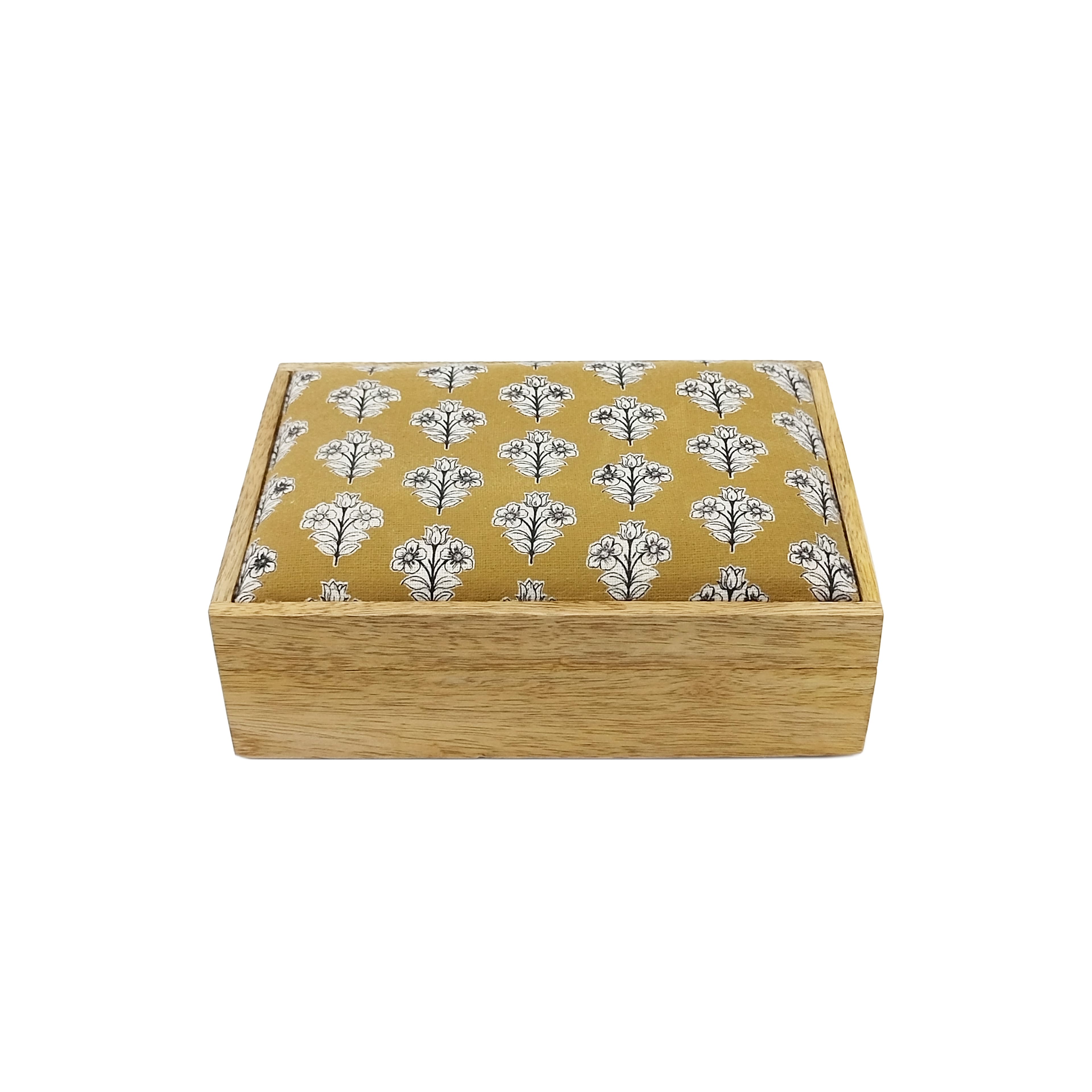 Floral Fabric Cover Mango Wood Decorative Box by Ashland®