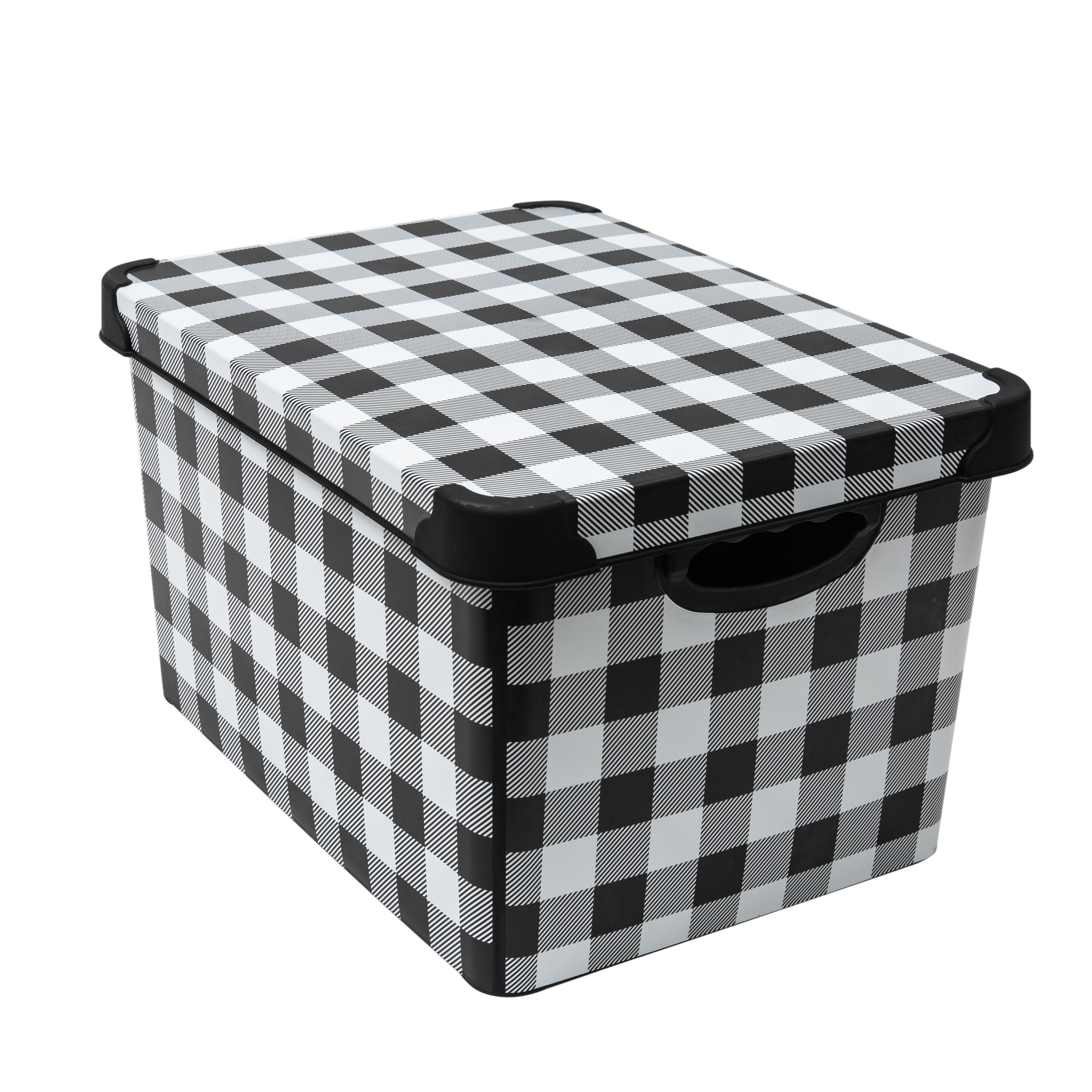 Simplify Checkered Black & White Storage Tote Bin