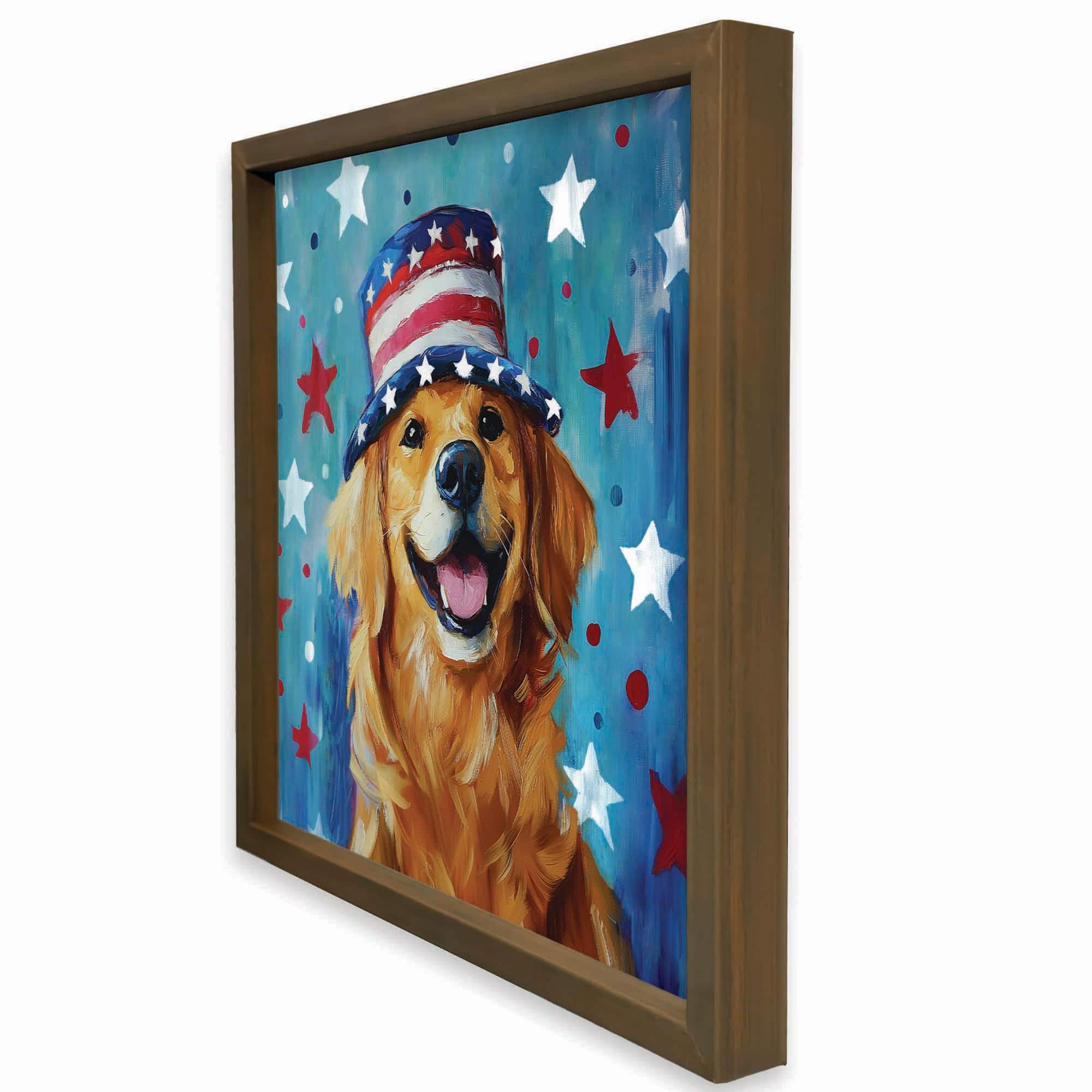 16" x 16" Patriotic Golden Retriever Framed Print