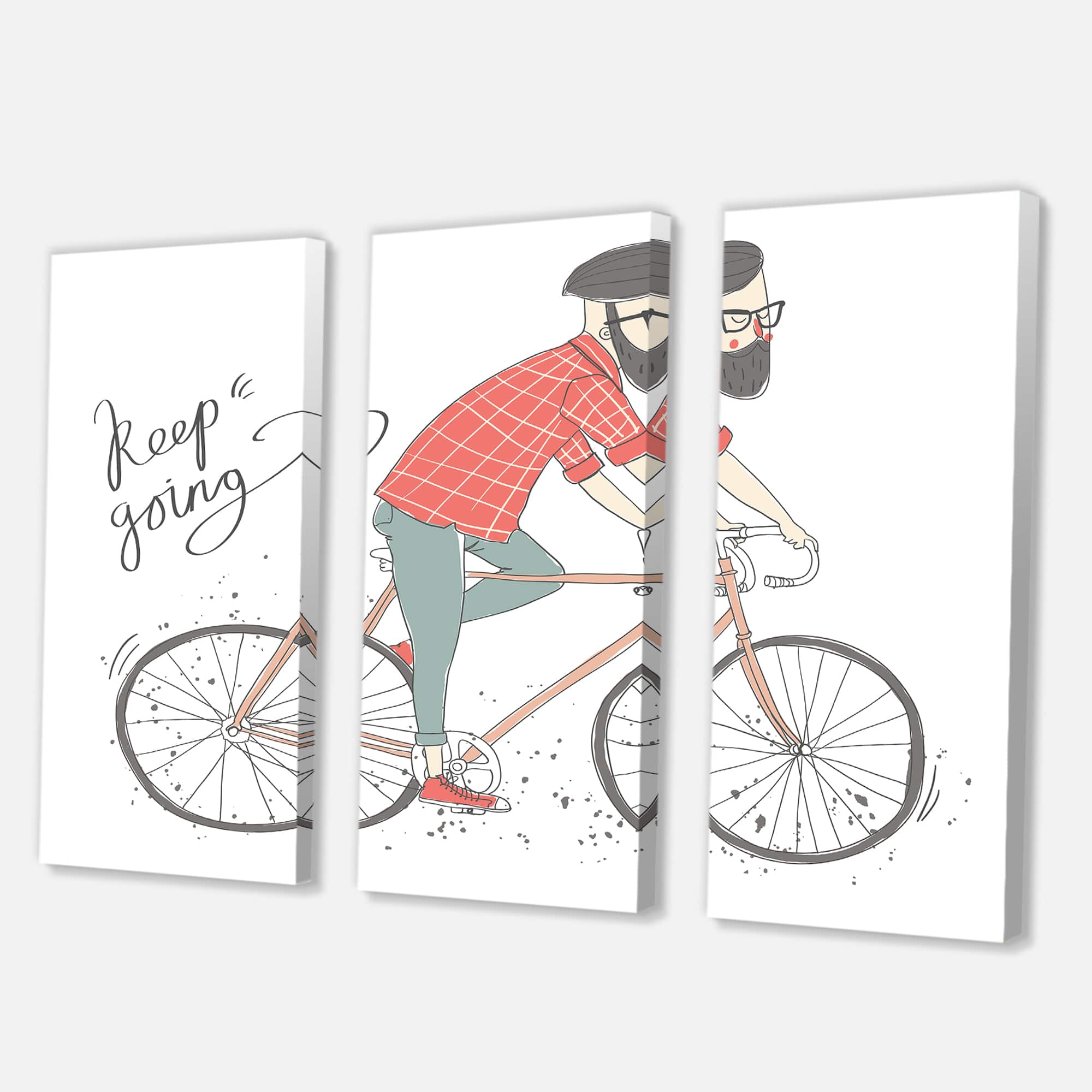 Designart - Hipster Man On A Bicycle - Children's Art Canvas Wall Art Print