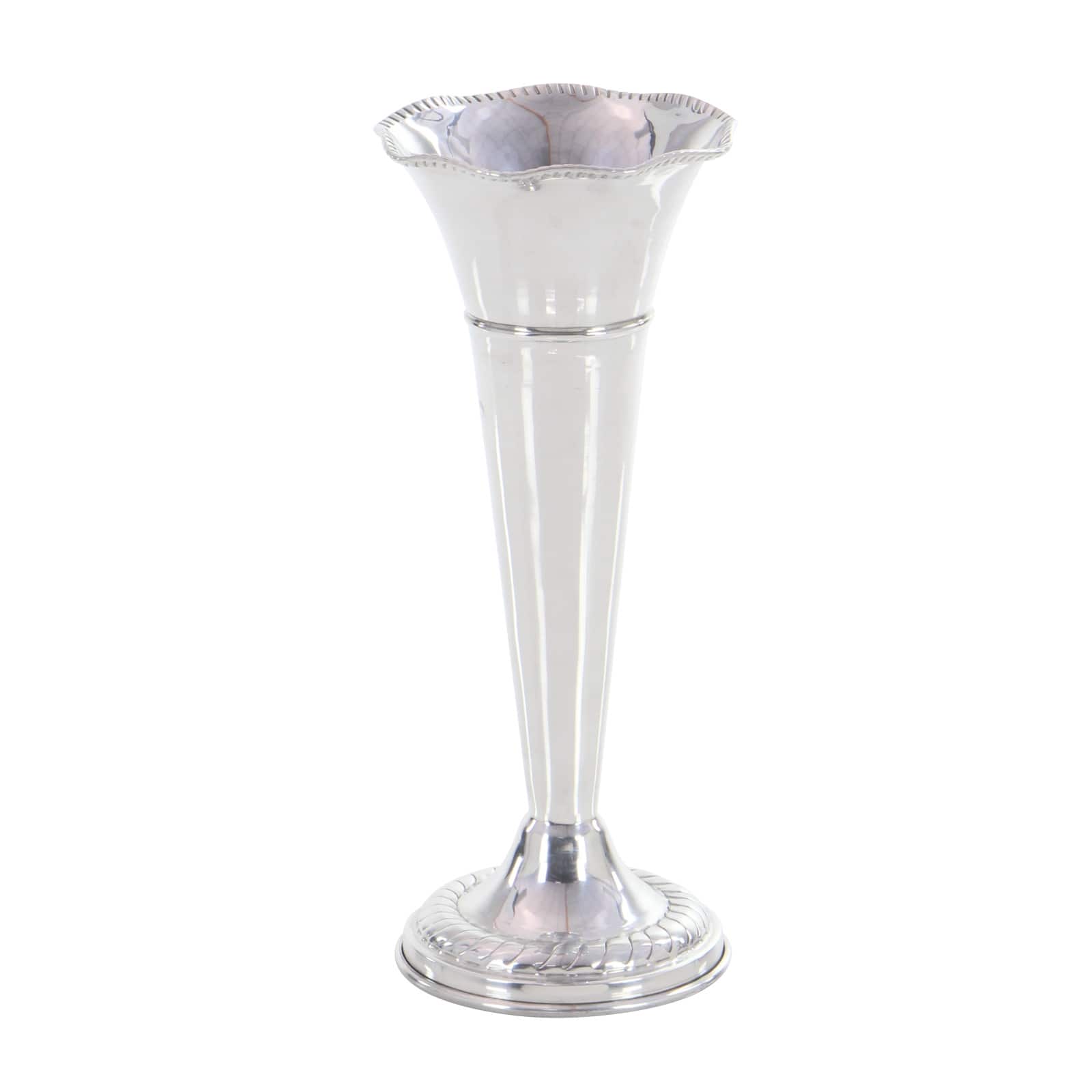 15" Silver Aluminum Traditional Vase