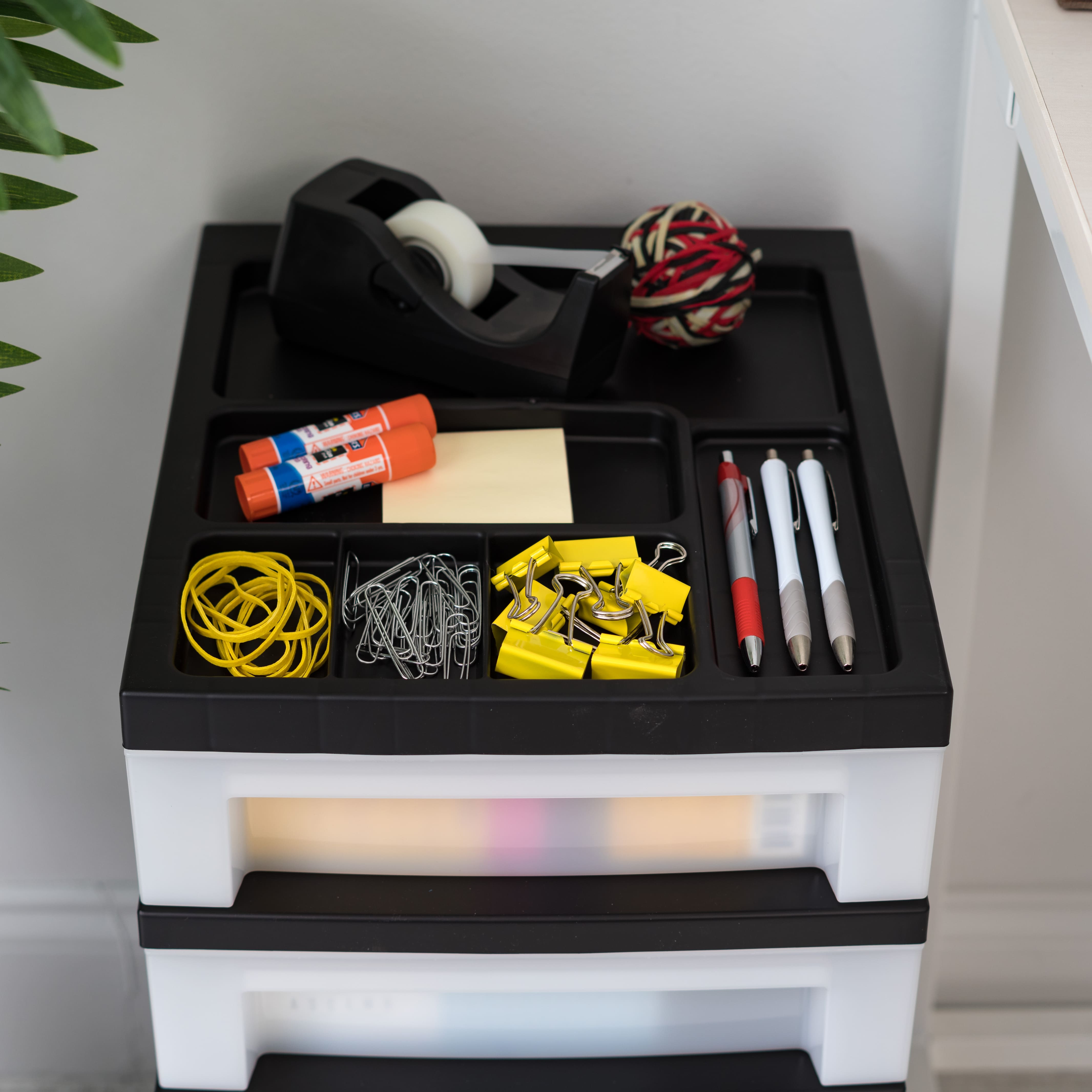 IRIS Black 6-Drawer Storage Cart With Organizer Top