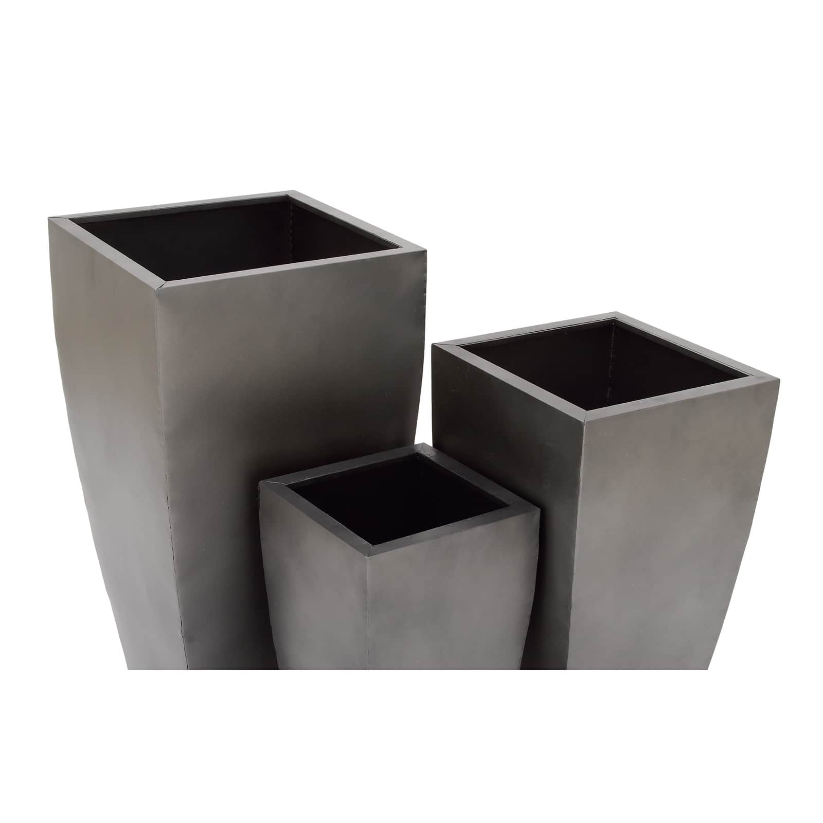 Gray Metal Modern Planter Set