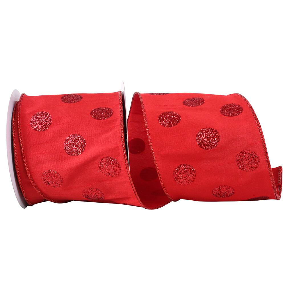 JAM Paper 4" x 10yd. Dupioni Glitter Dots Wired Ribbon