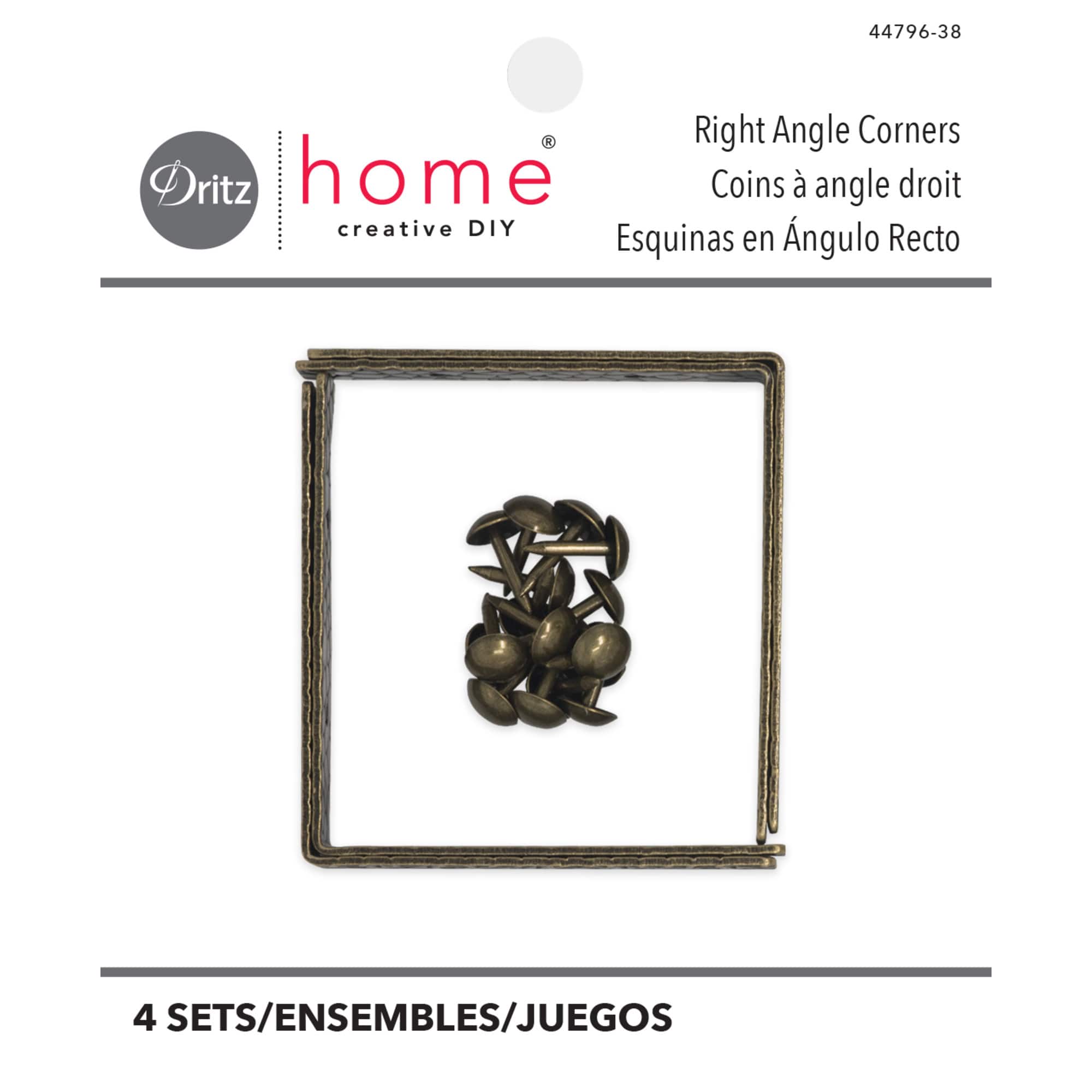 Dritz® Home Antique Brass Small Textured Right Angle Corners, 4 Sets