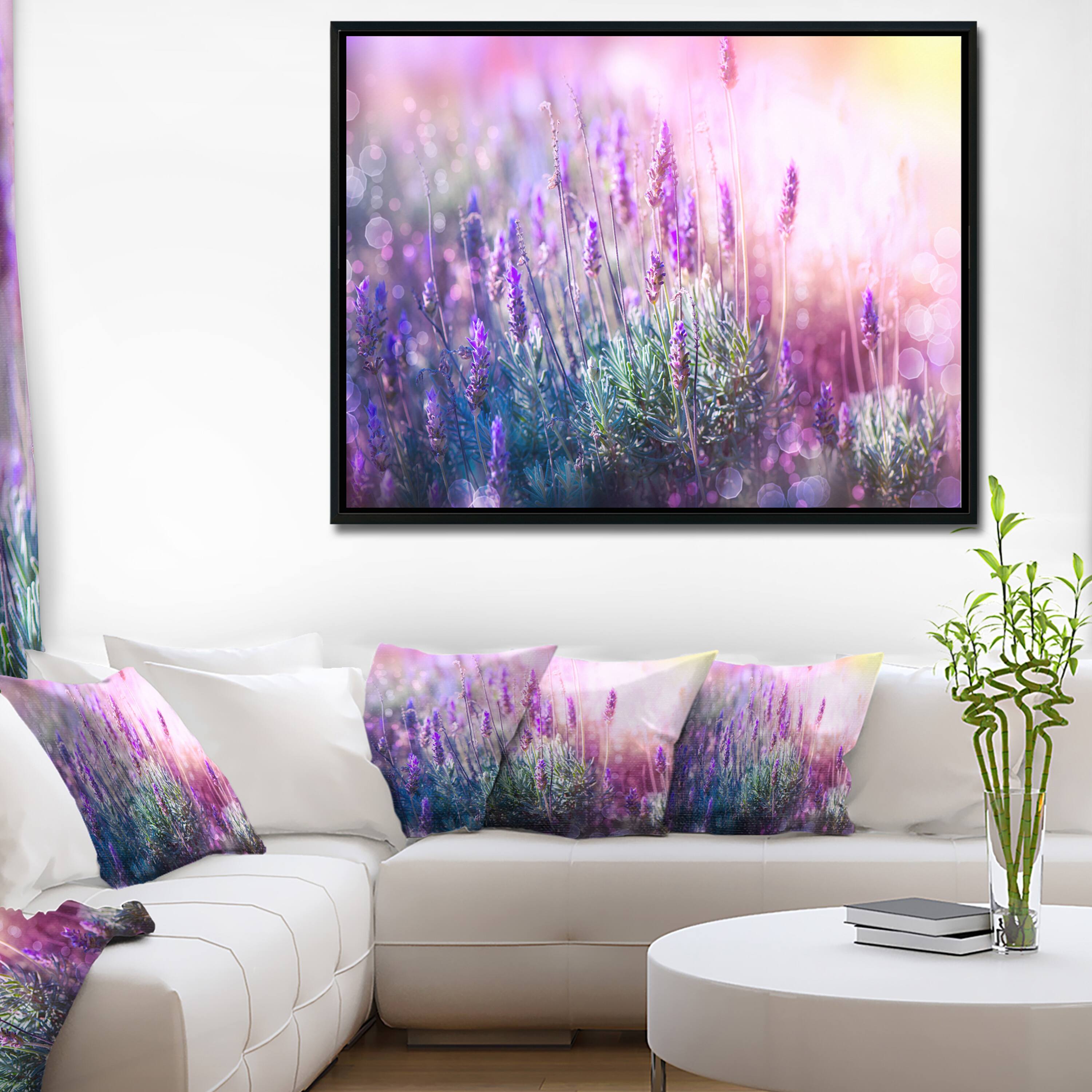 Designart - Growing and Blooming Lavender - Floral Framed Canvas Art print