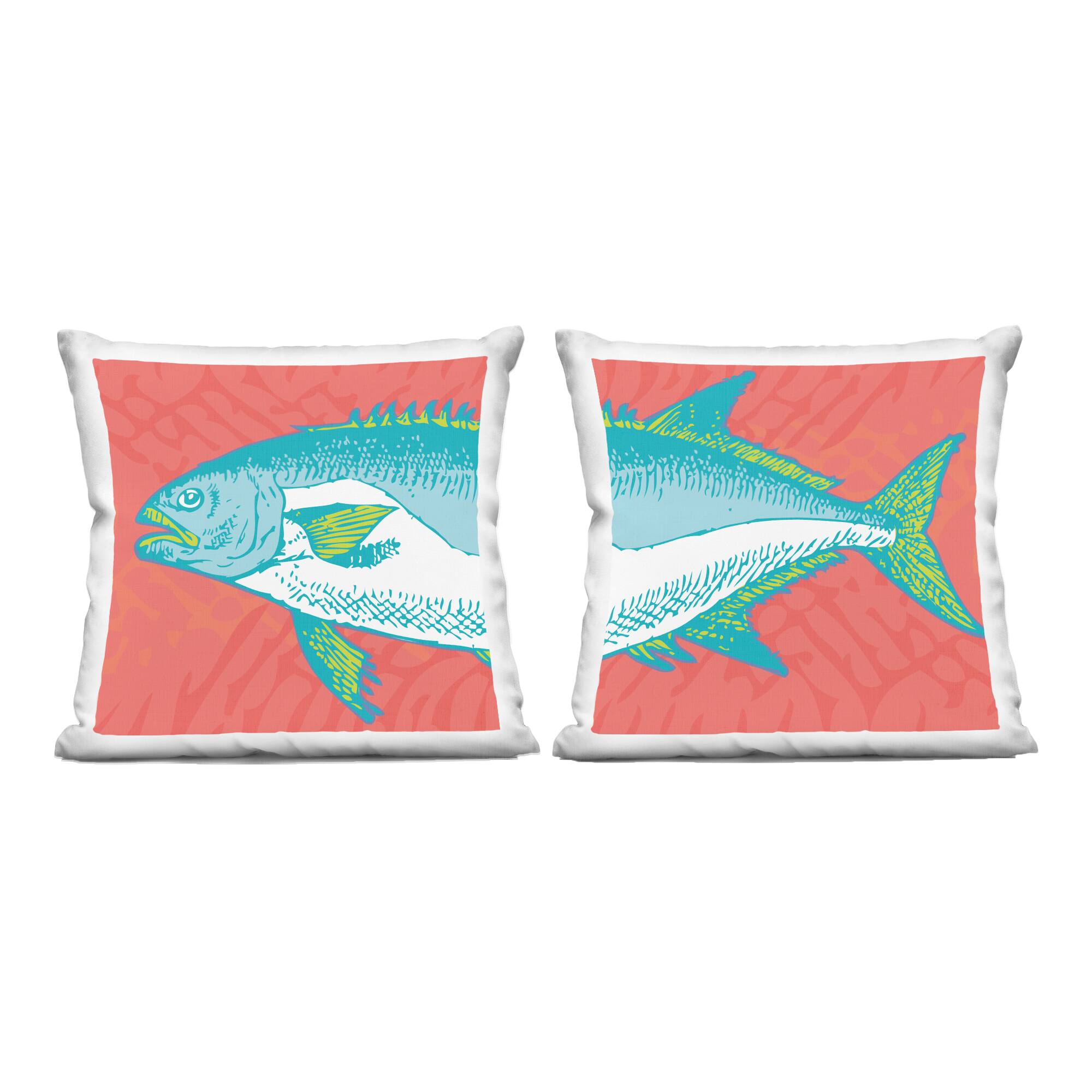 Stupell Industries 18" x 18" Vivid Tuna Aquatic Fish Decorative Printed Indoor Pillow Set