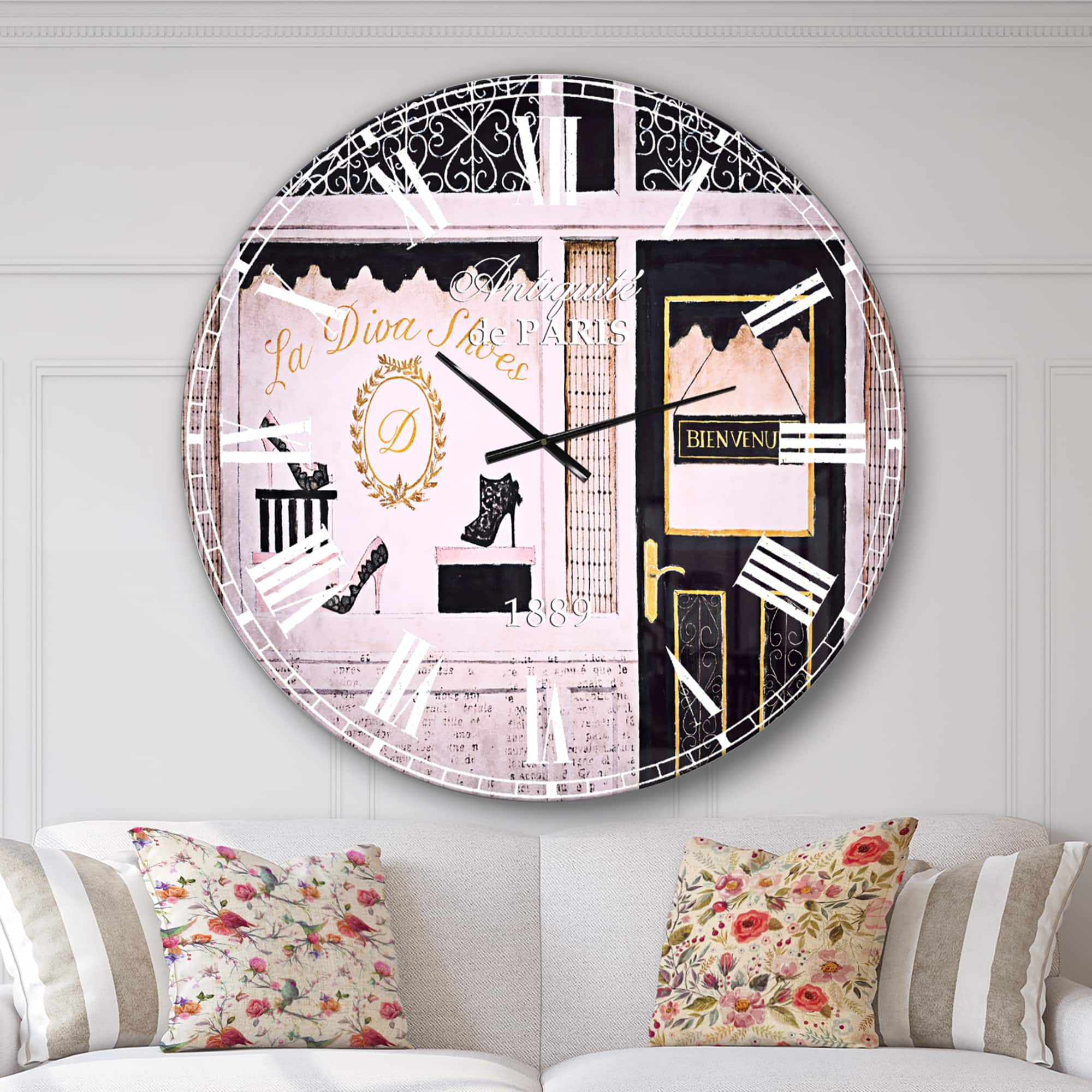 Designart 'Paris Diva Shoes Painting Traditional Wall Clock