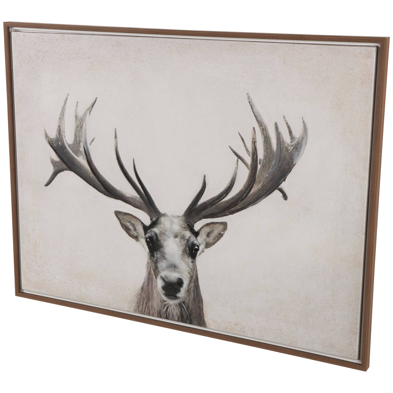 Brown Canvas Deer Gazing Framed Wall Art with Wood Frame