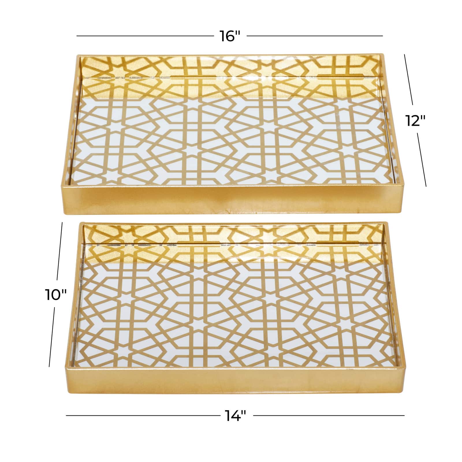 CosmoLiving by Cosmopolitan Matte Gold Plastic Glam Tray Set