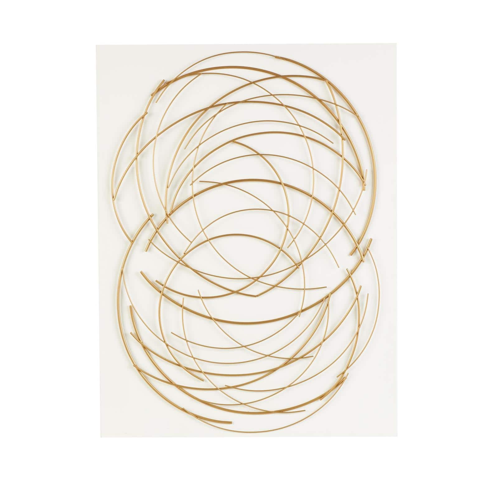 36" x 48" Gold Metal Circle Wall Art with White Wood Backing