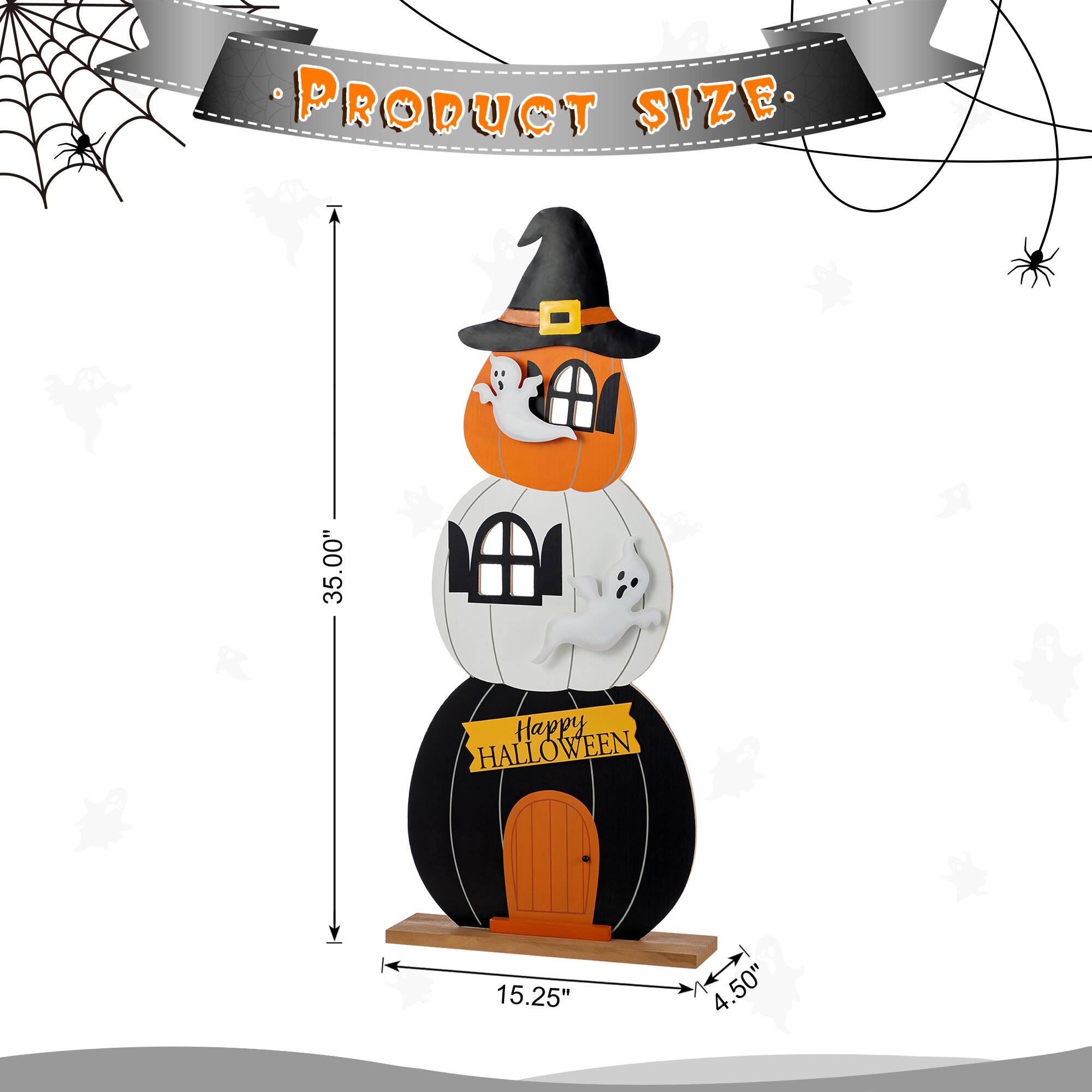 Glitzhome® 35"H Halloween Wooden Pumpkin Haunted House Porch Decor