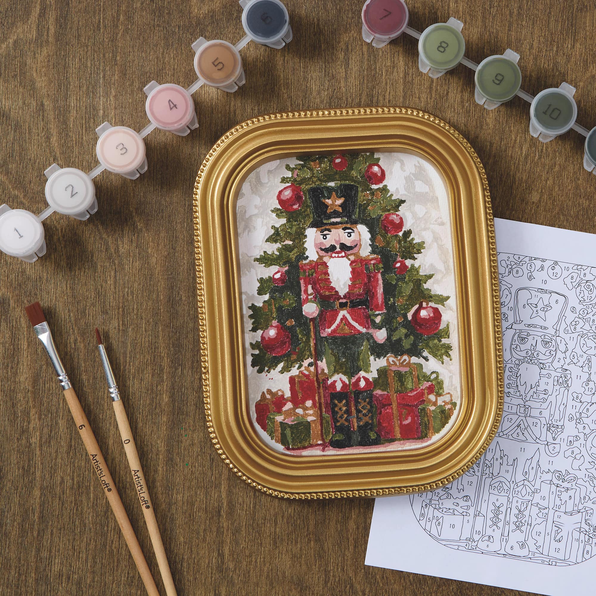 Nutcracker & Christmas Tree Paint-by-Number Framed Mini Kit by Artist's Loft®