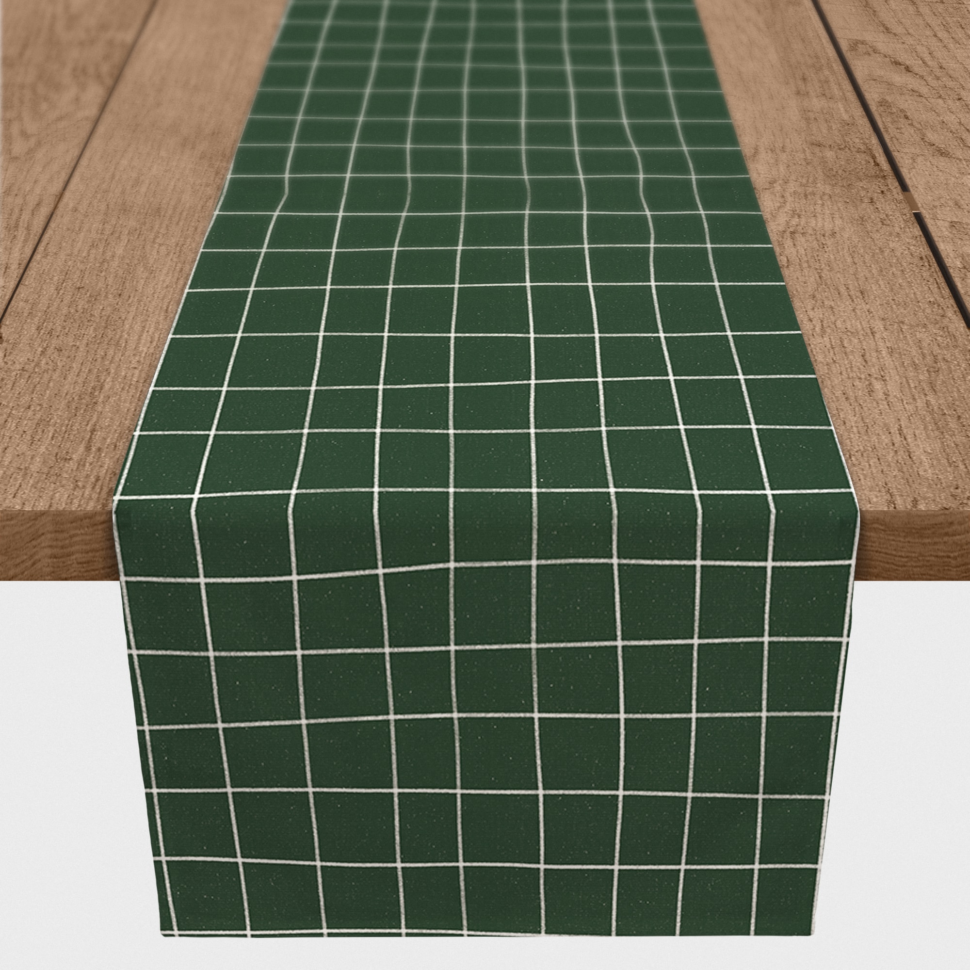 Dark Green Pencil Lines Outdoor Table Runner