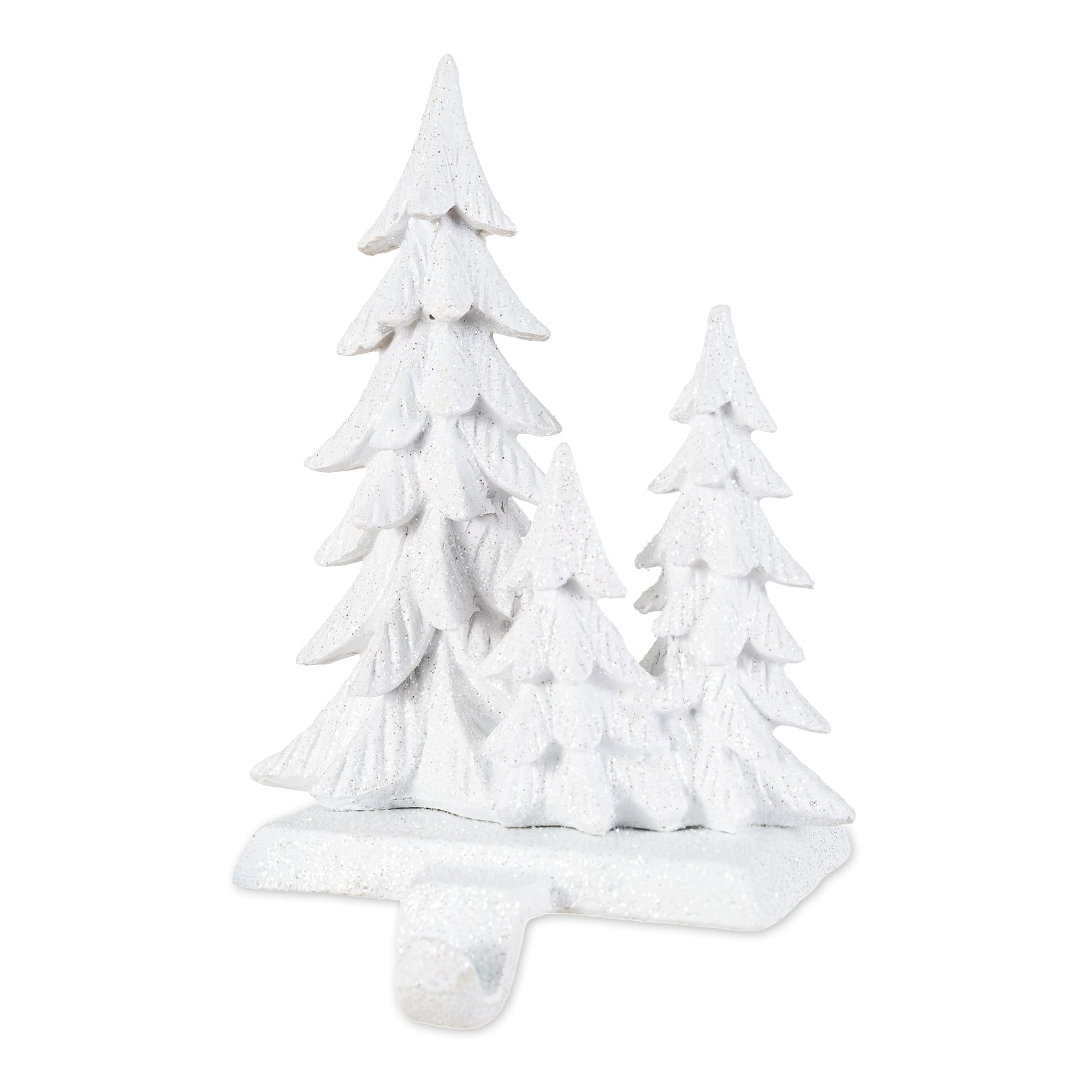 Glitzhome® 7.5" White Glitter Resin Trees Stocking Holder | 5.25" x 4.25" x 7.5" | Michaels®