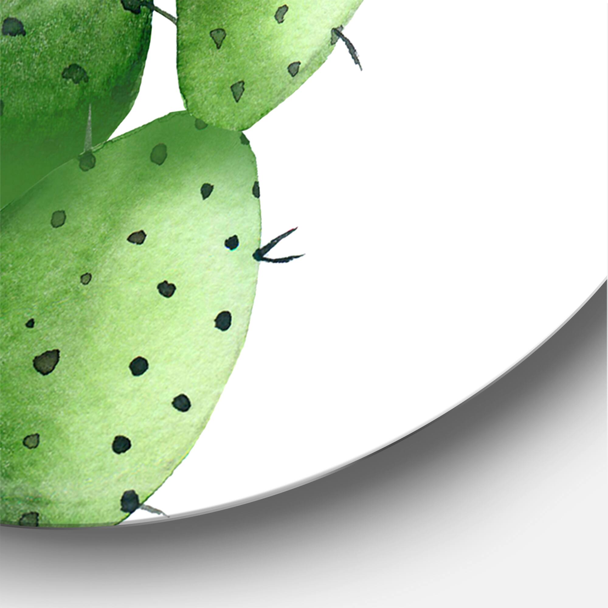 Designart - Green Southwestern Cactus - Tropical Metal Circle Wall Art