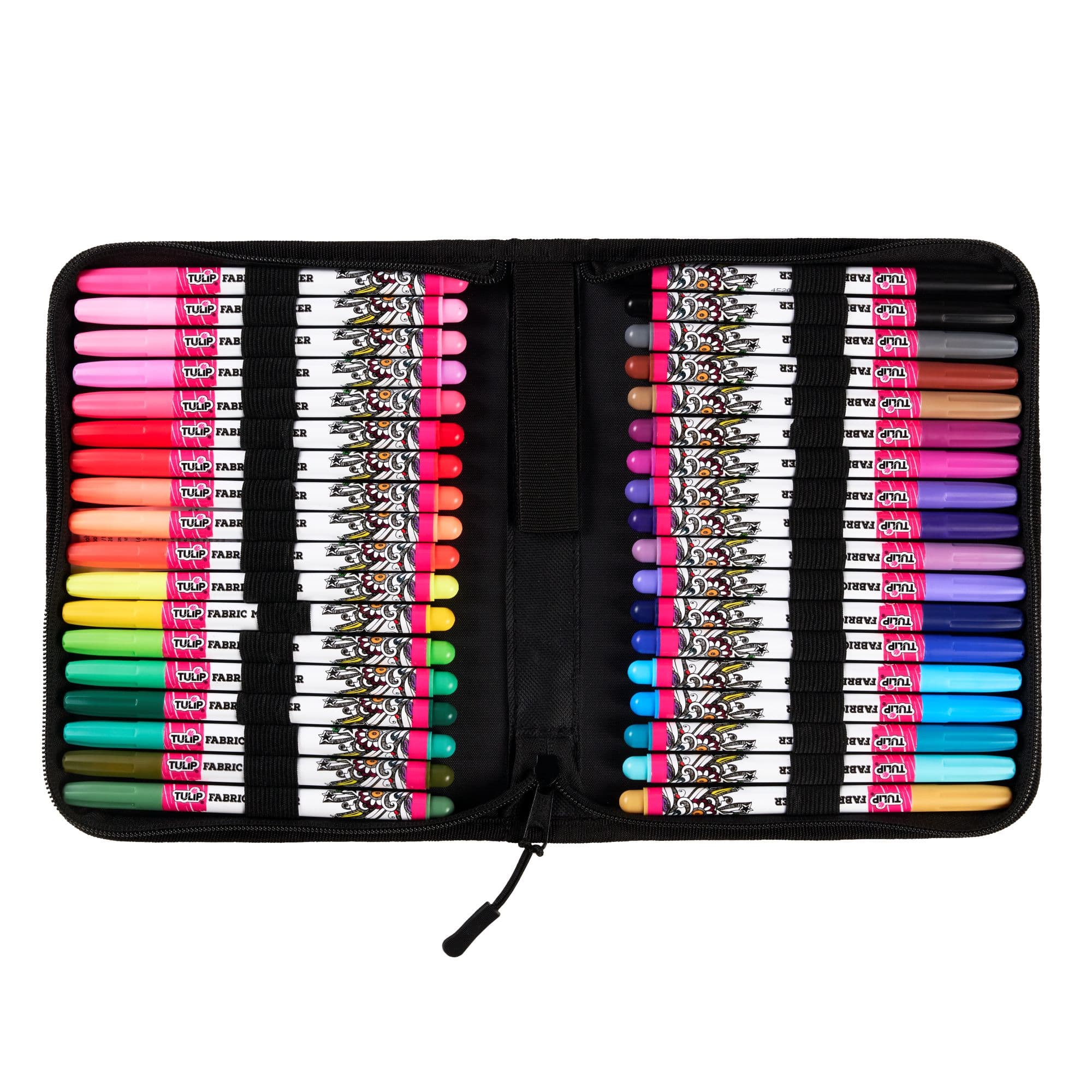 Tulip® Rainbow 36 Color Permanent Fine Tip Fabric Paint Marker Set with Storage Case
