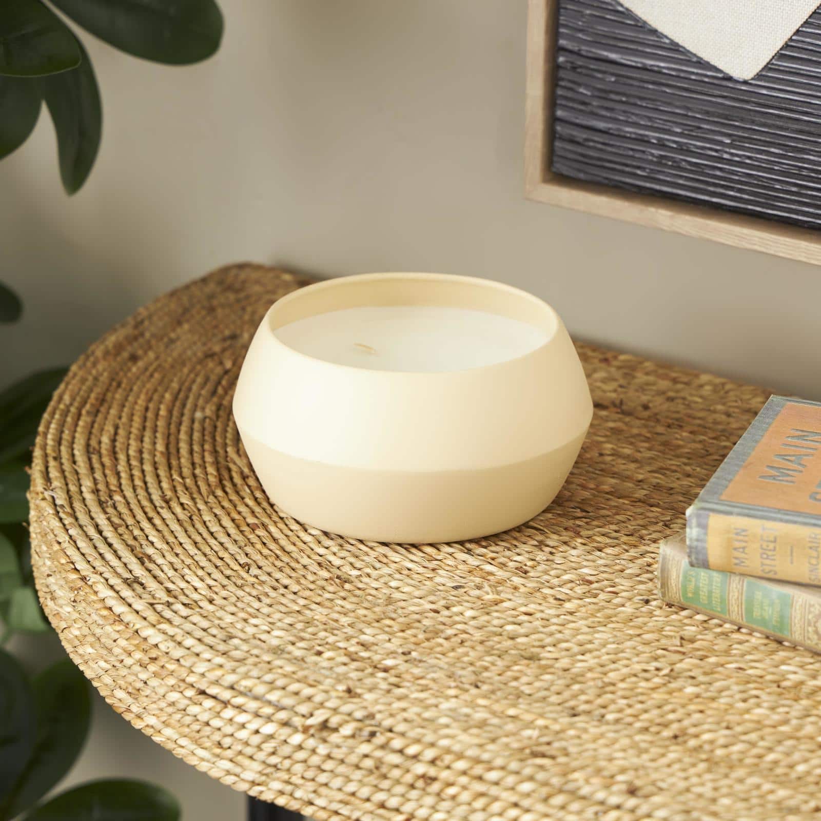 Ivory and Iris 6.25" Beige with White Wax 3 Wick Rose Blossom & Sandalwood Scented Textured Metal Candle