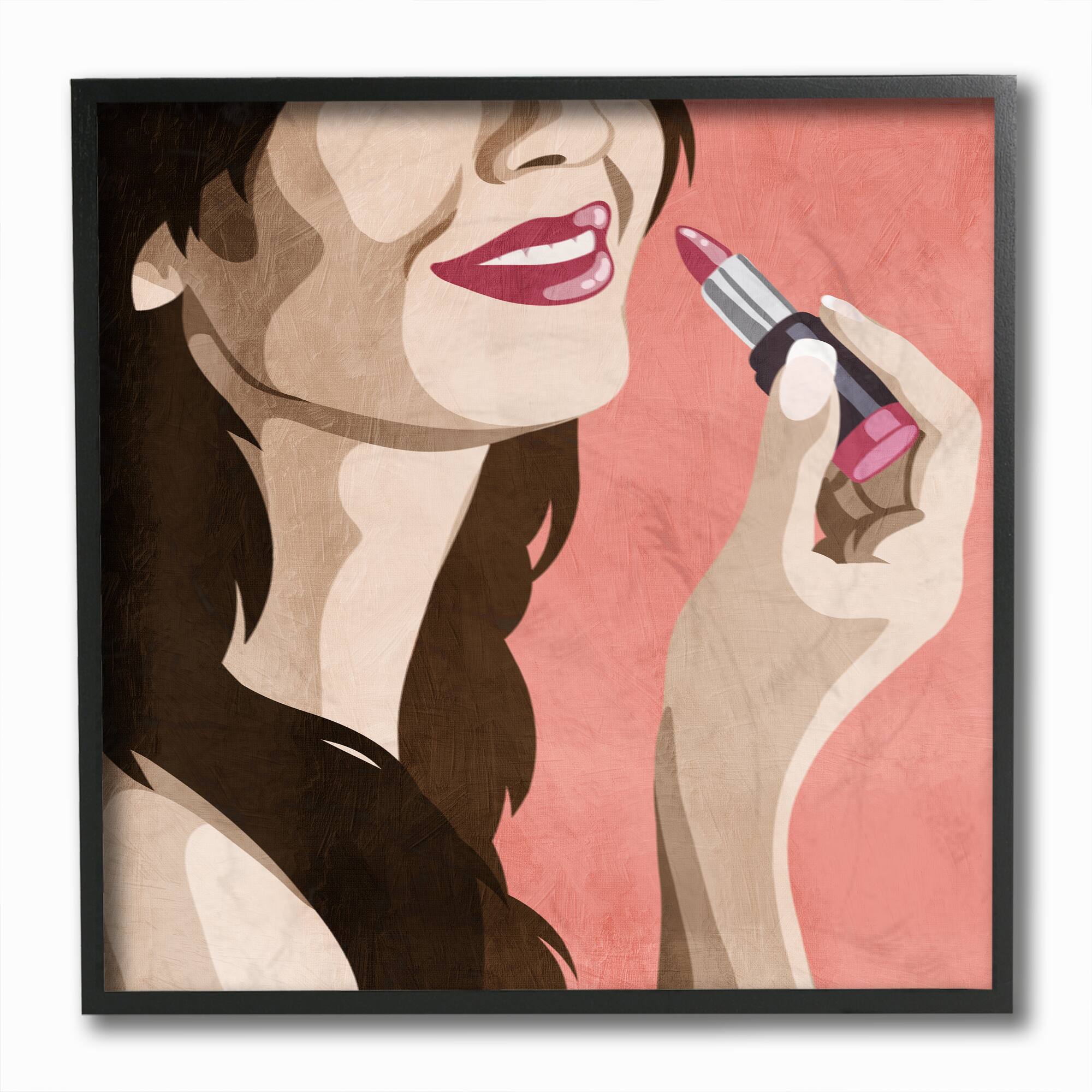 Stupell Industries Fashion Designer Lips Smile Pink Painting, 12" x 12"
