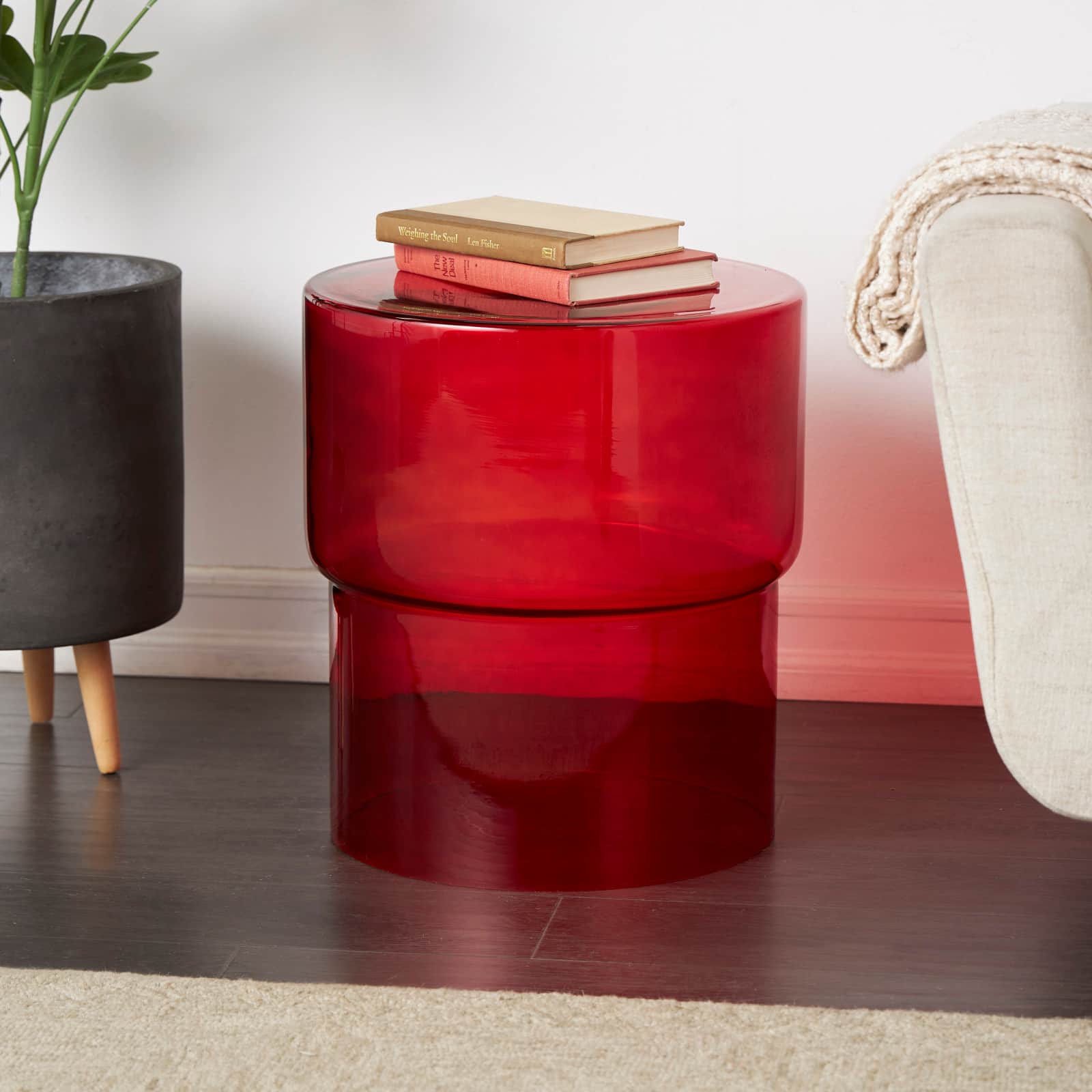 19" Glass Modern Accent Table