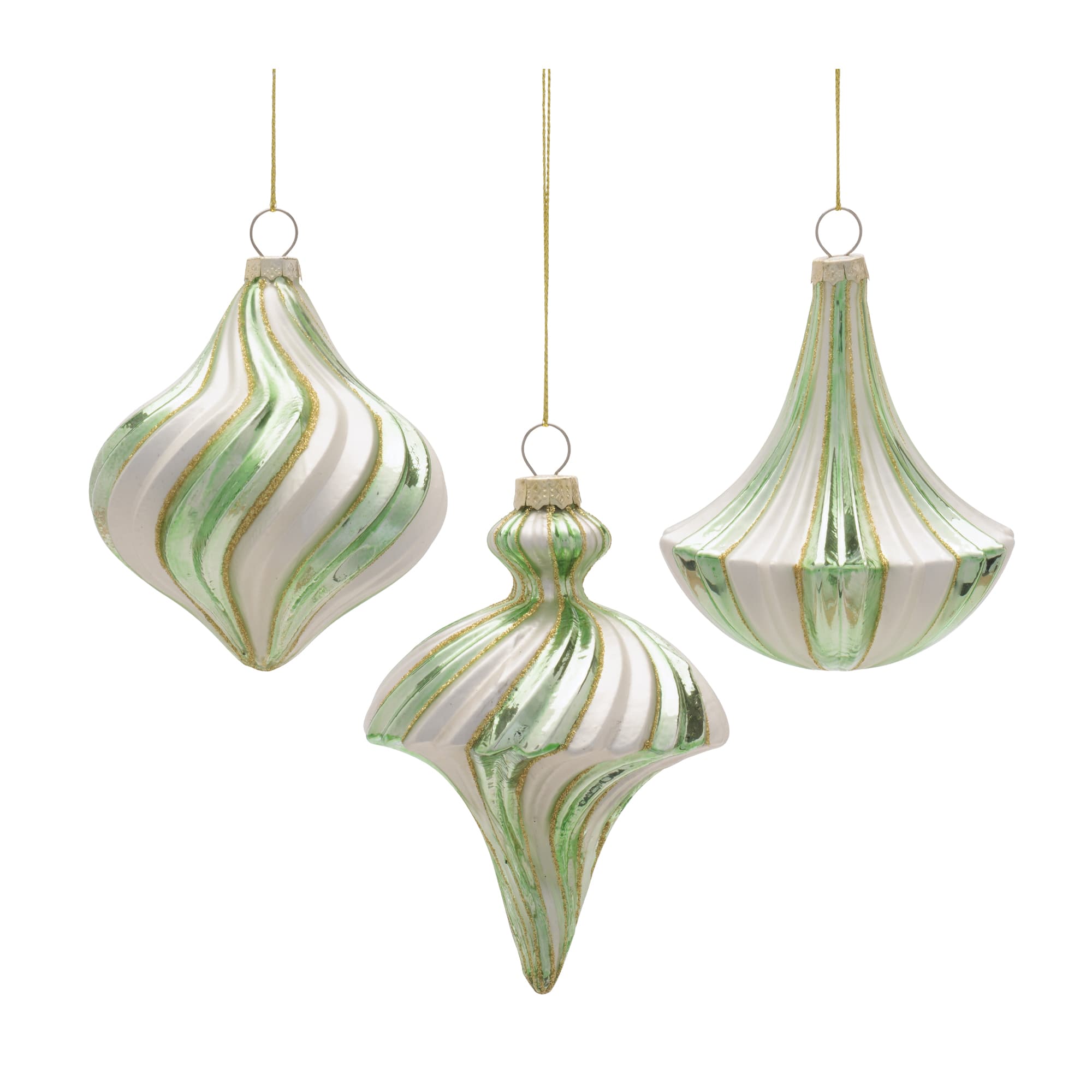 Melrose Green Petite Glass Christmas Ornament Set