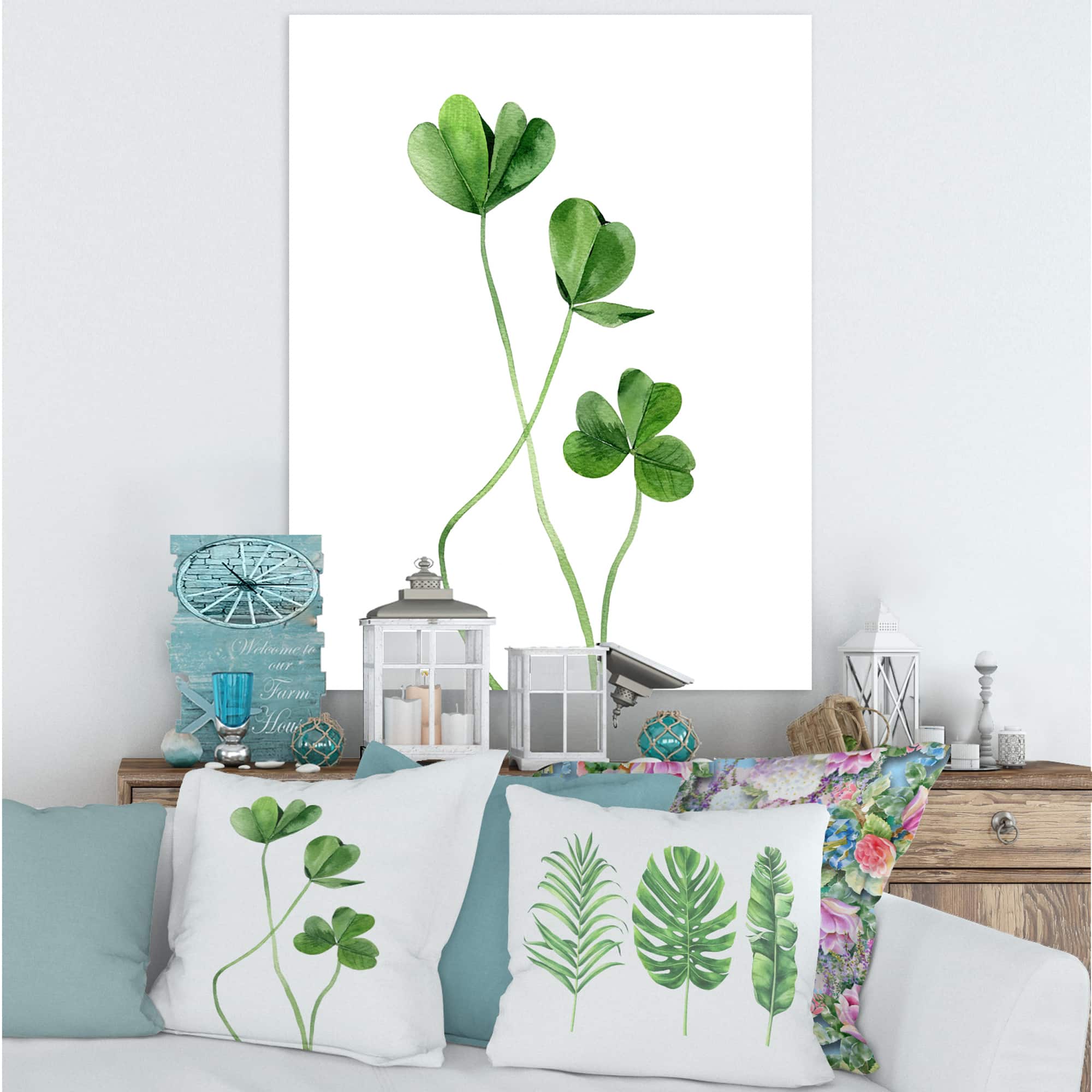 Designart - Field Plant Detail Clover - Farmhouse Canvas Wall Art Print