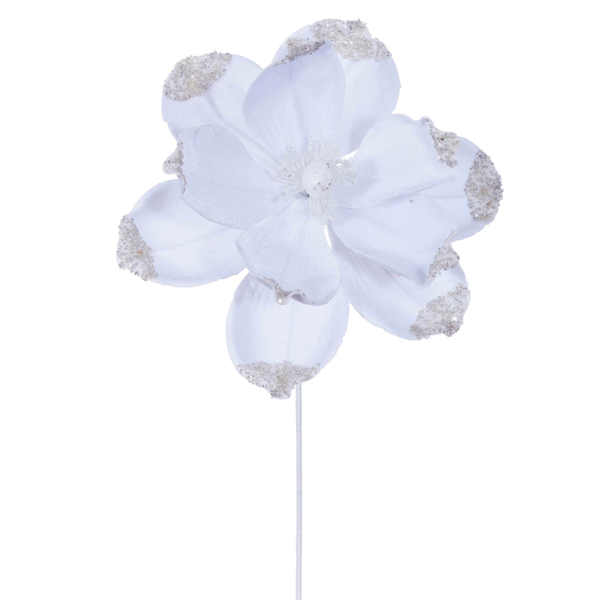 Vickerman 21.5" White Velvet Magnolia Sprays, 4ct.
