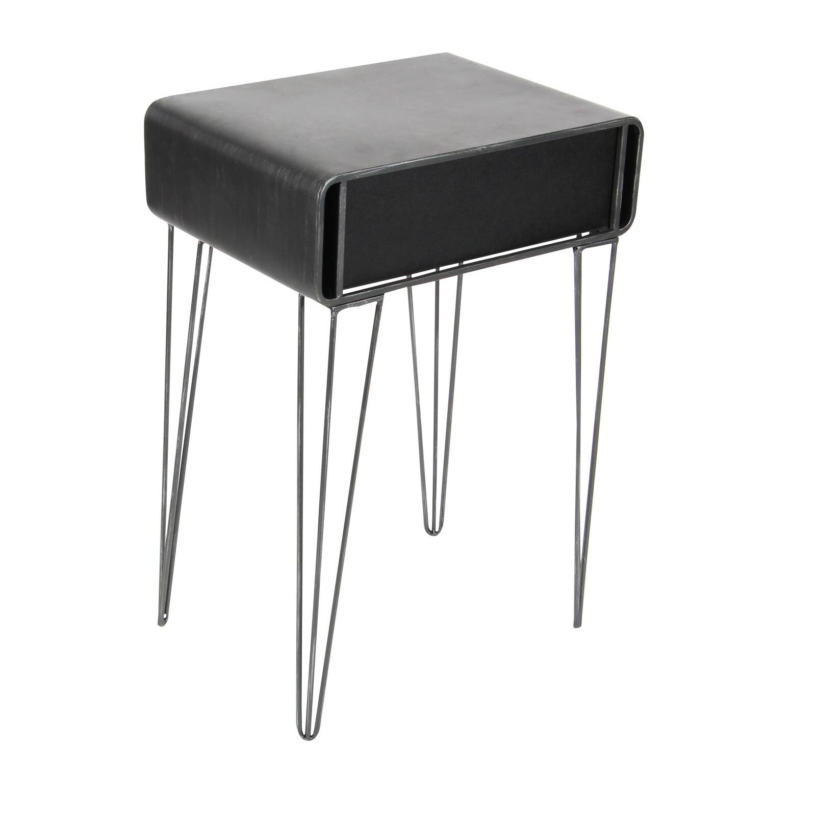 2ft. Black Iron and Wood Modern Accent Table