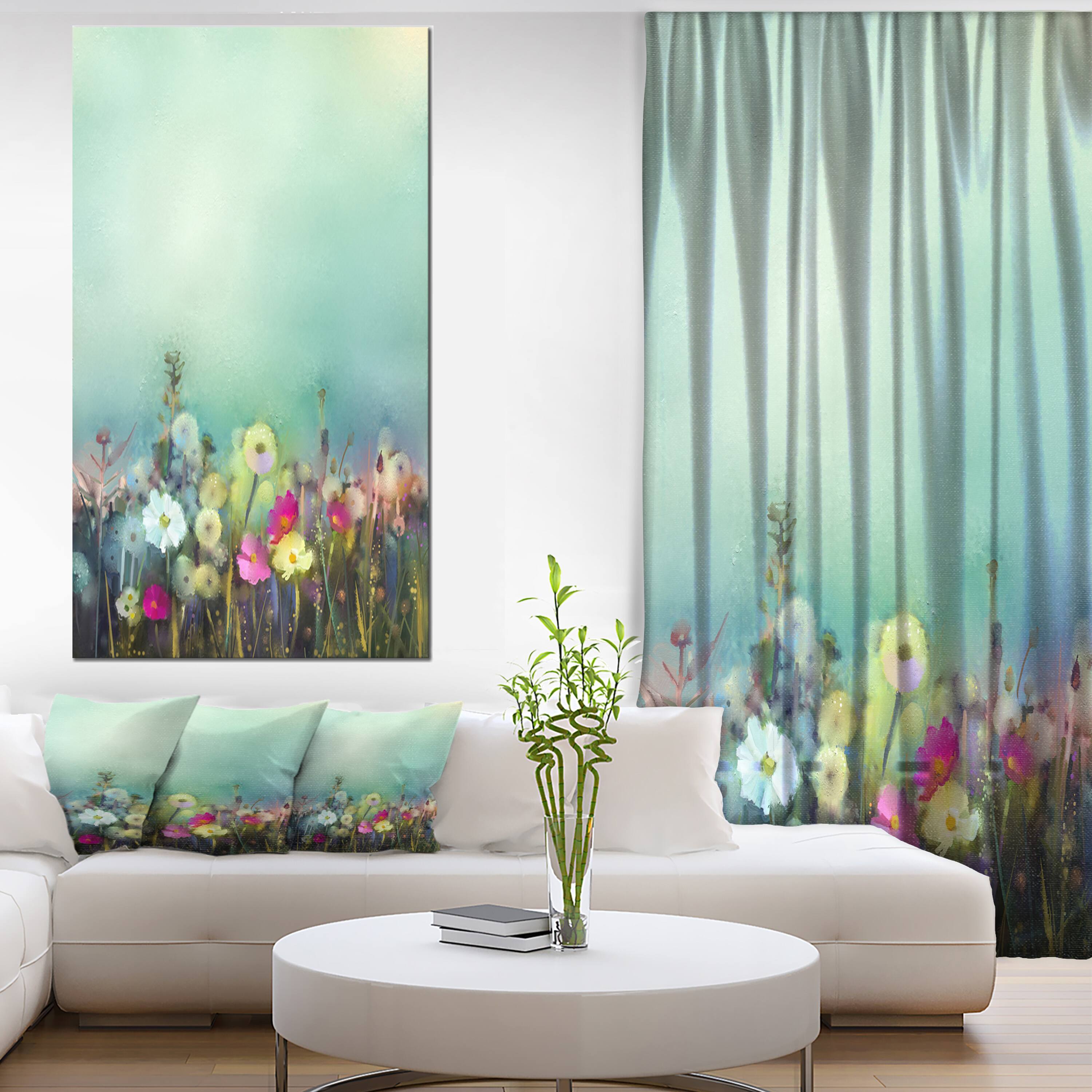 Designart - Dandelion Poppy and Daisy Flowers - Floral Canvas Art Print