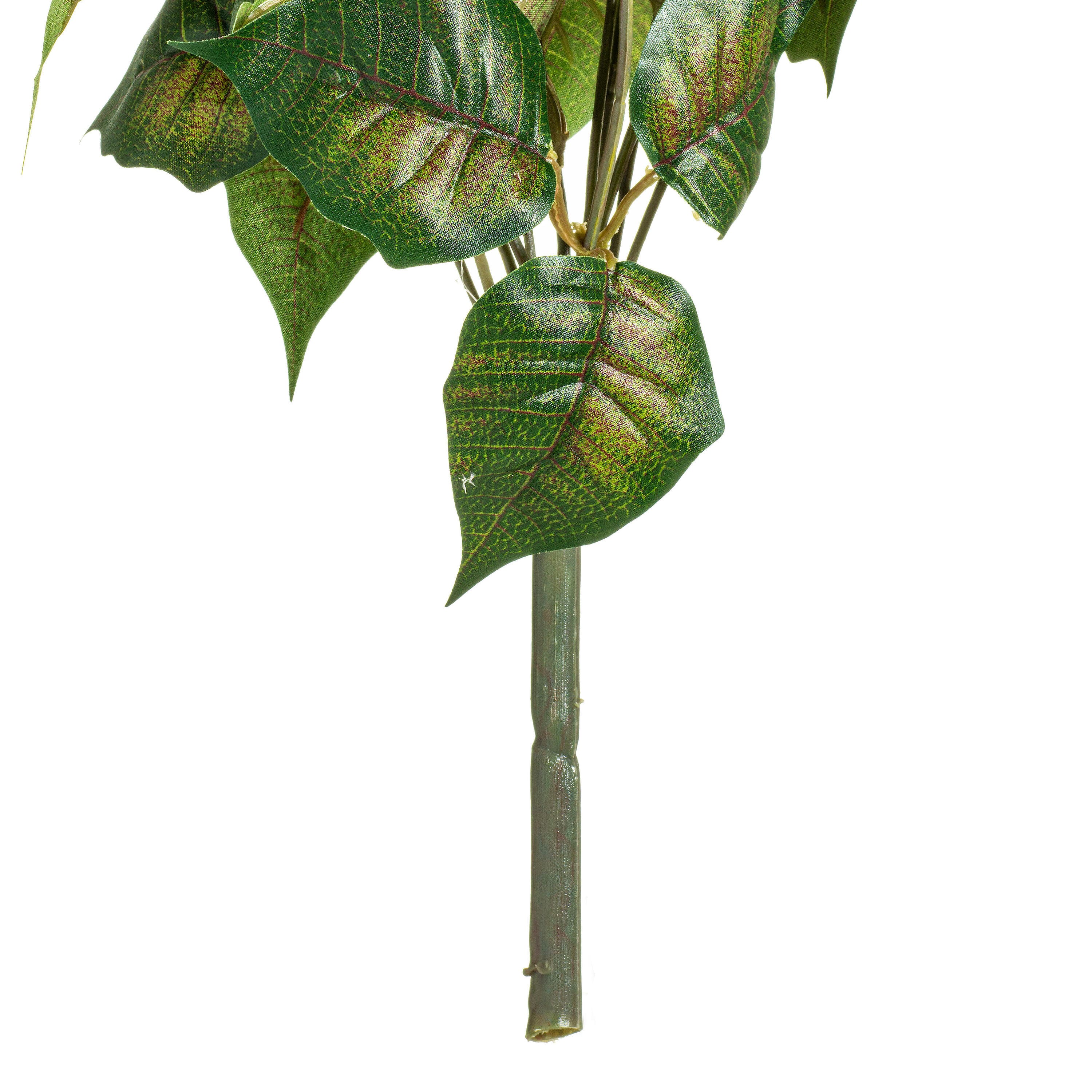 18" Red Poinsettia and Leaf Bush