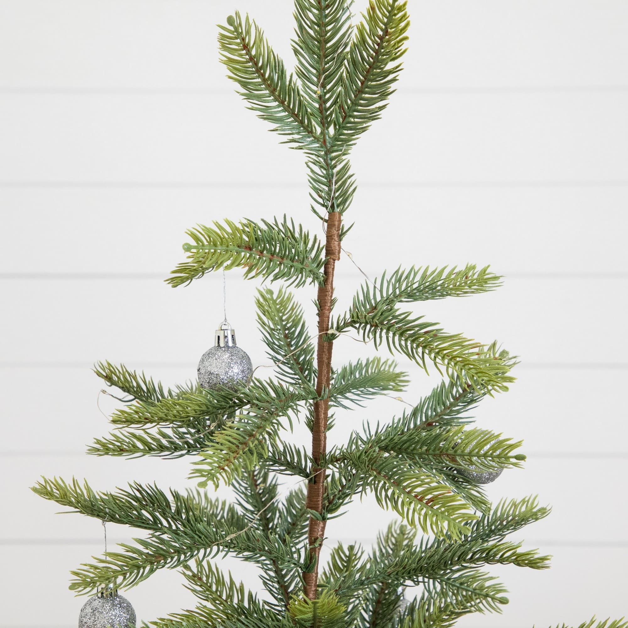 Nearly Natural 24" Pre-Lit Natural Look Fraser Fir Artificial Christmas Tree in Burlap Wrapped Base