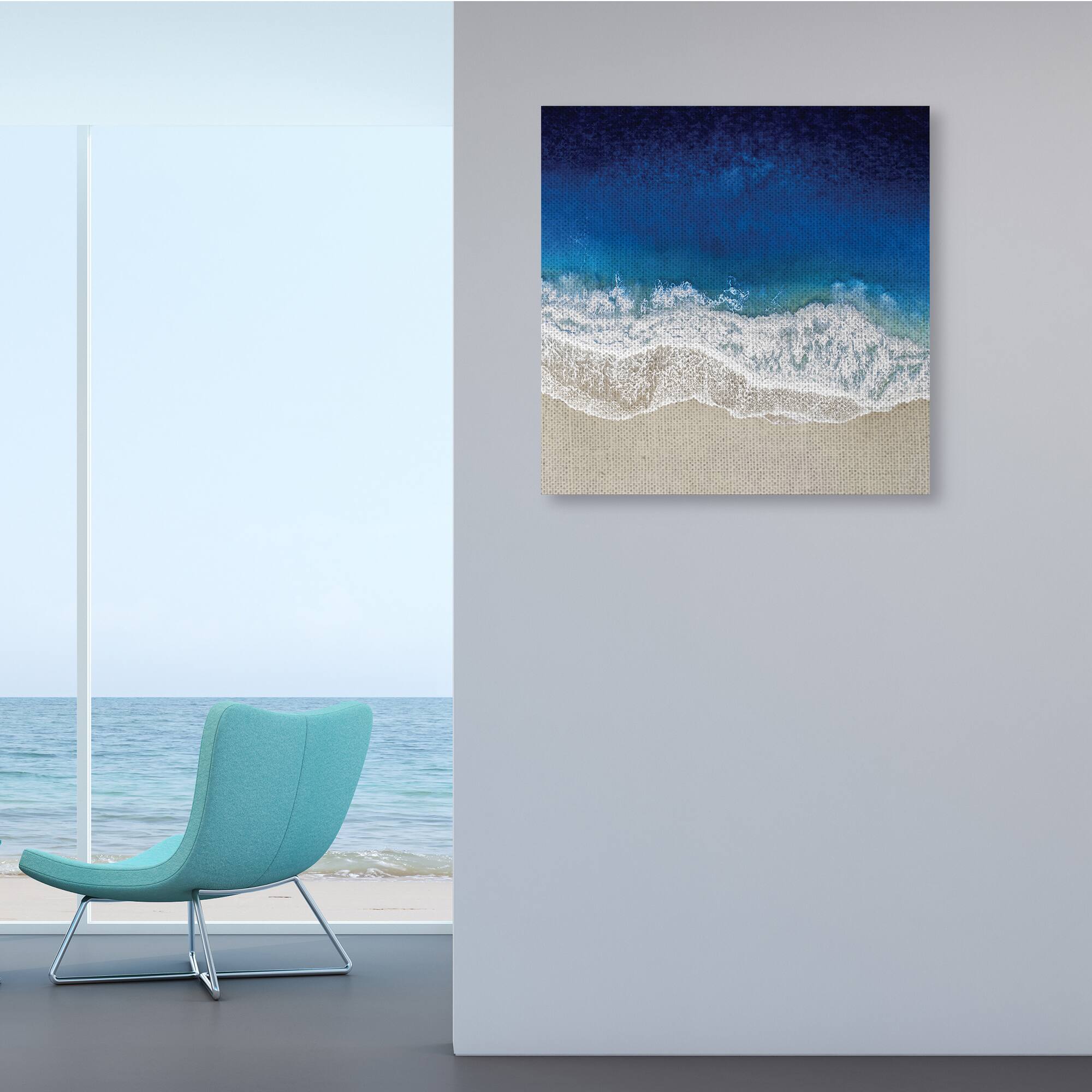 Stupell Industries Clear Blue Ocean Tropical Beach Aerial View Canvas Wall Art