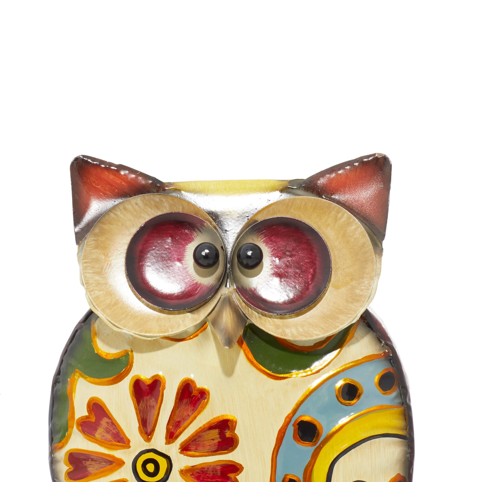 11" Yellow Iron Owl Garden Sculpture