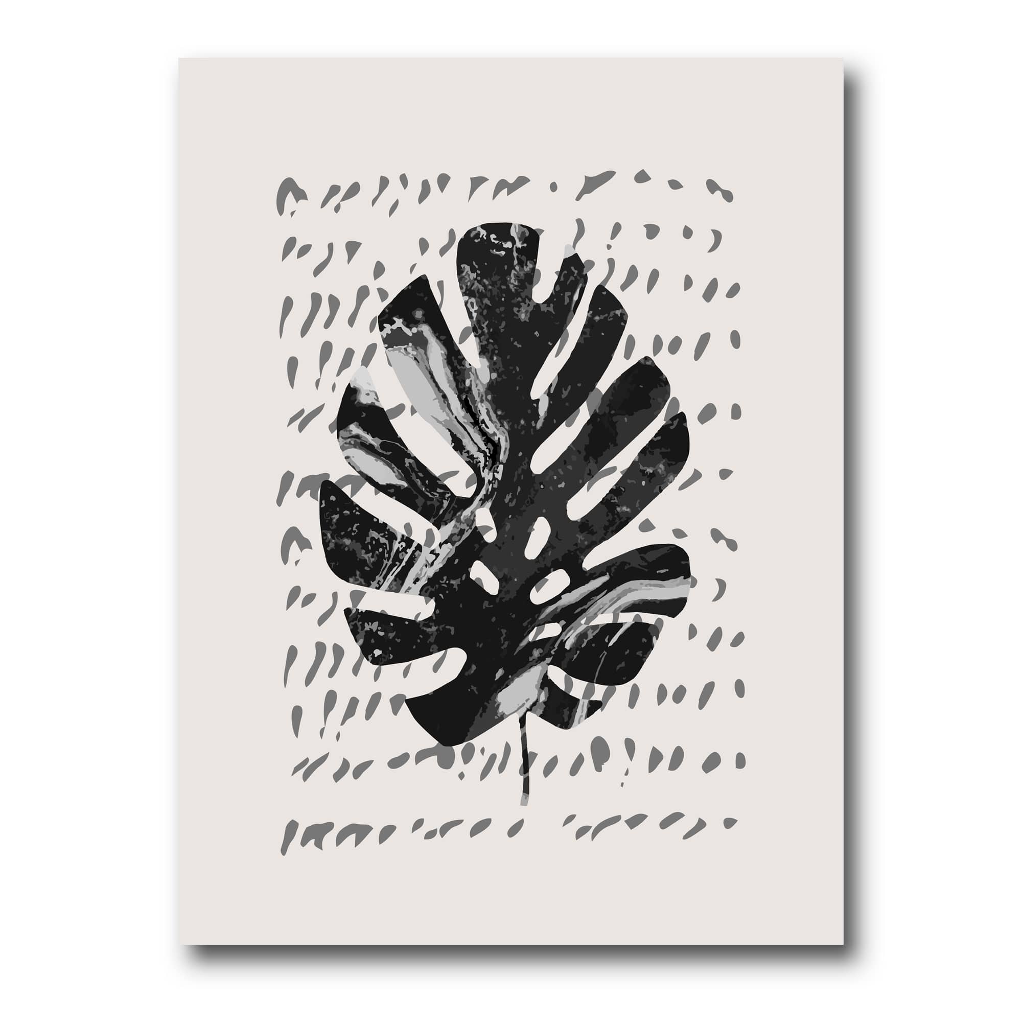 Designart - Minimal Tropical Palm Leaf On Grunge Texture - Tropical Canvas Wall Art Print