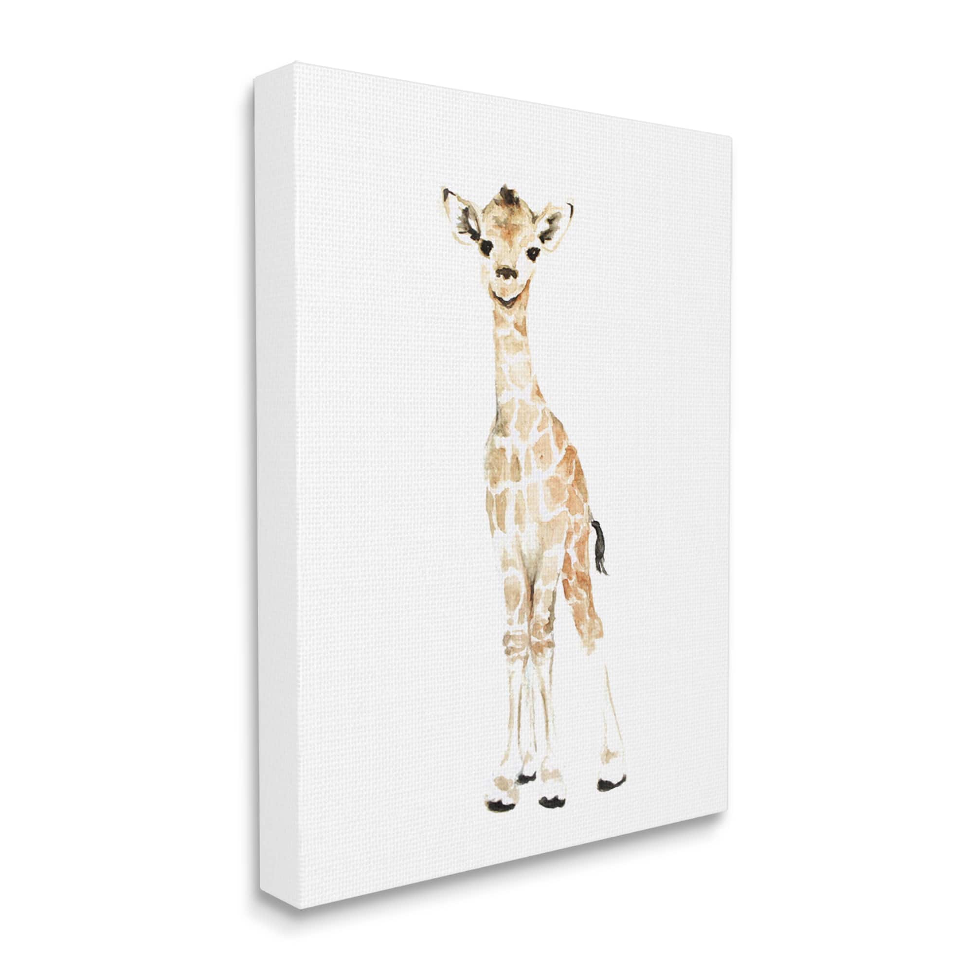 Stupell Industries Baby Giraffe Watercolor Portrait Children's Nursery Safari Animal Canvas Wall Art