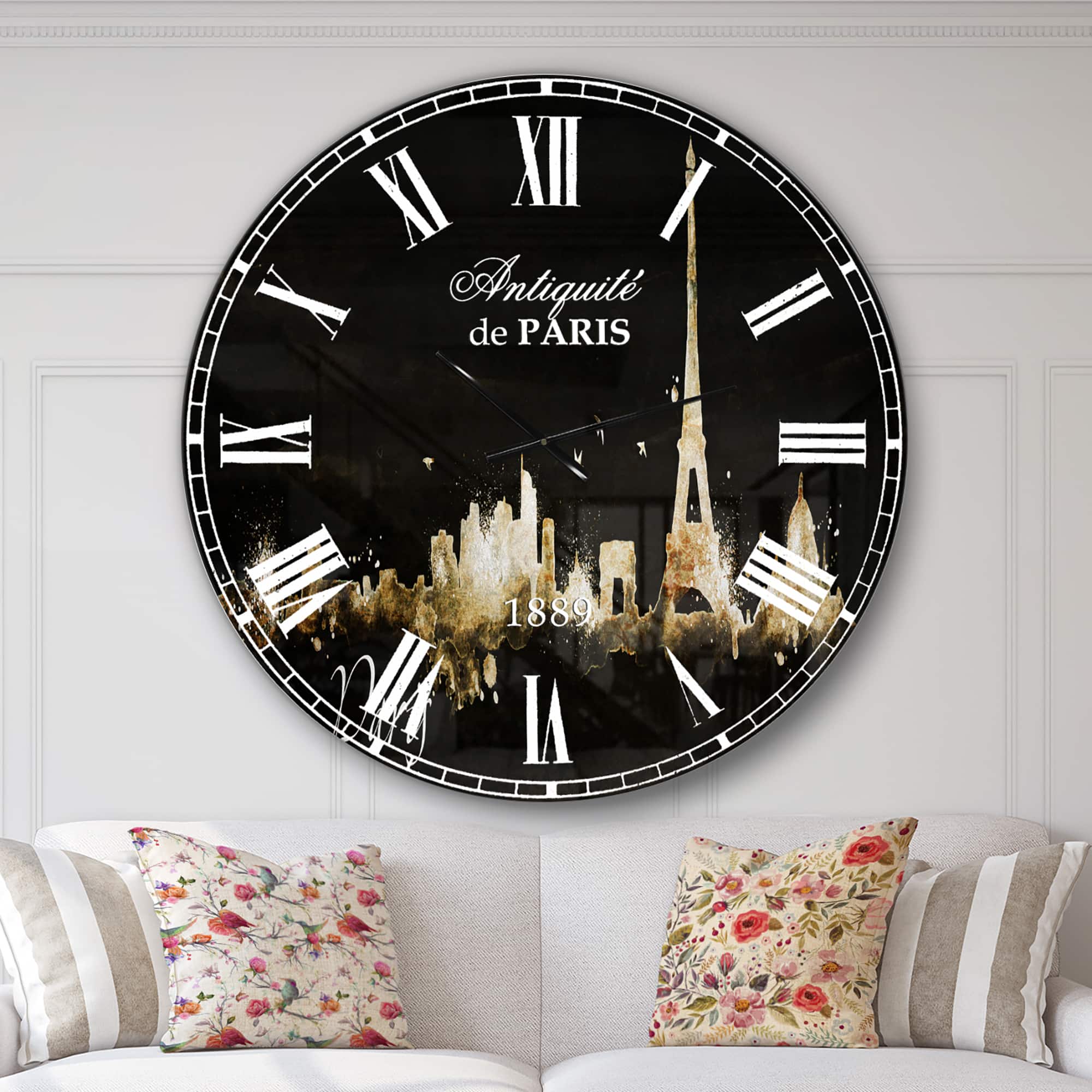 Designart 'Paris Dark Silhouette French Country Wall Clock