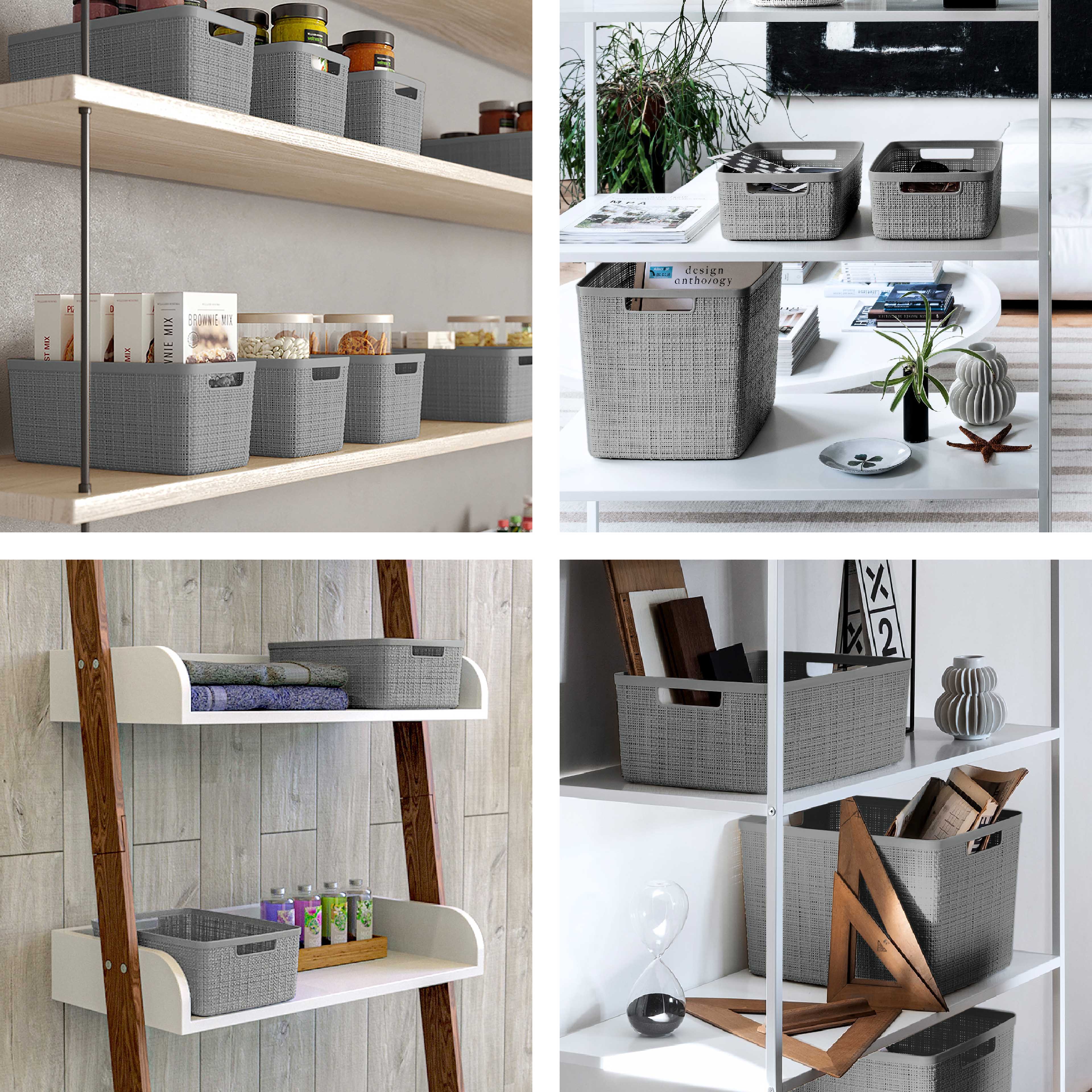 Curver® Jute Gray Plastic Storage Basket Organizer